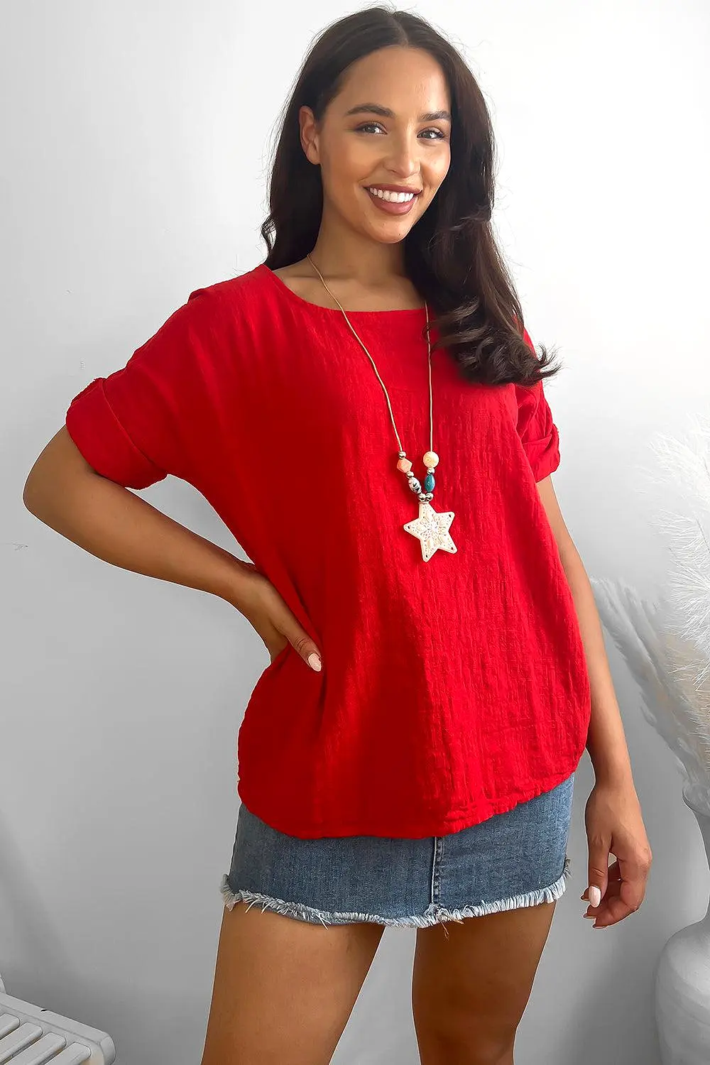 100% Cotton Relaxed Fit Necklace Tunic