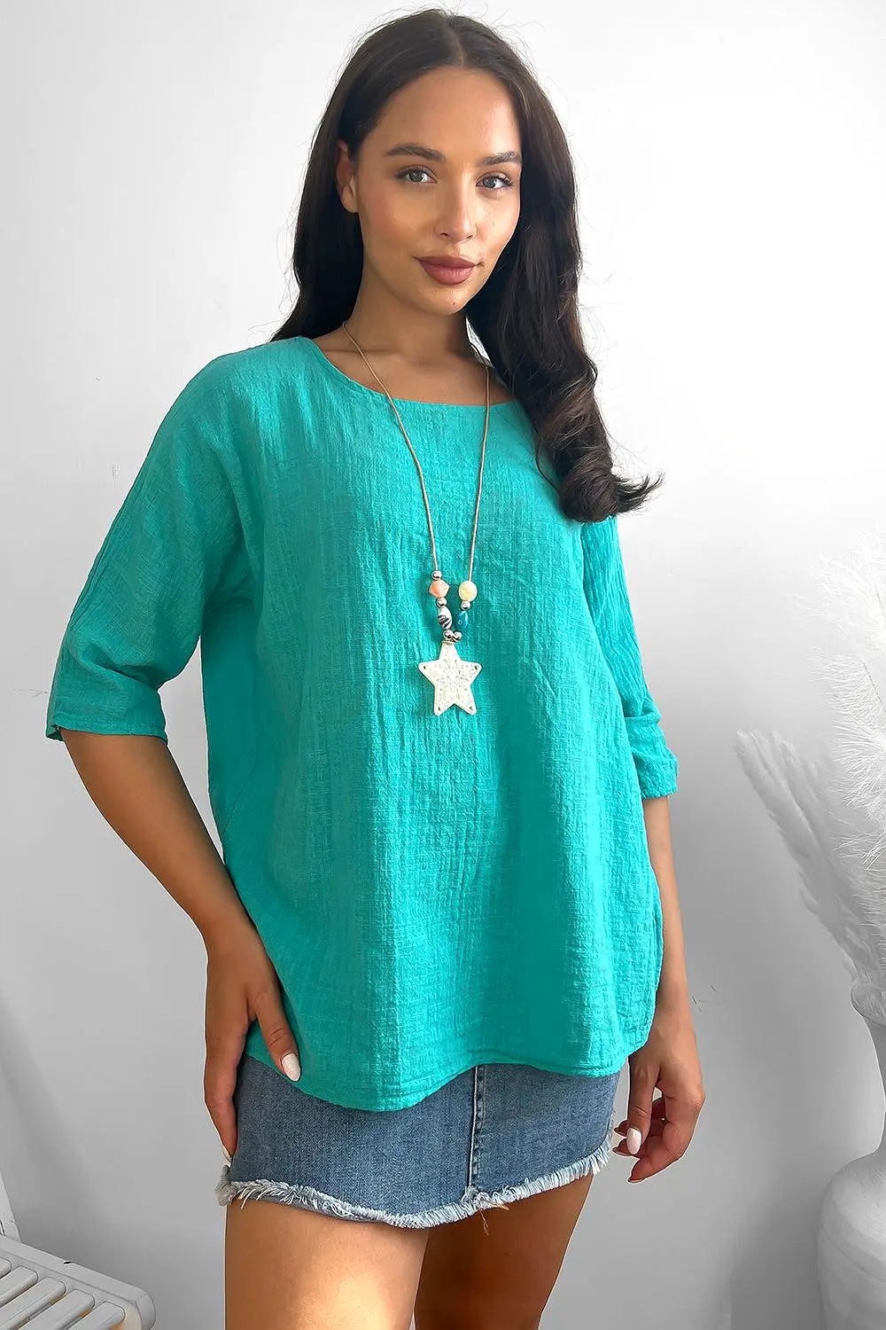 100% Cotton Relaxed Fit Necklace Tunic