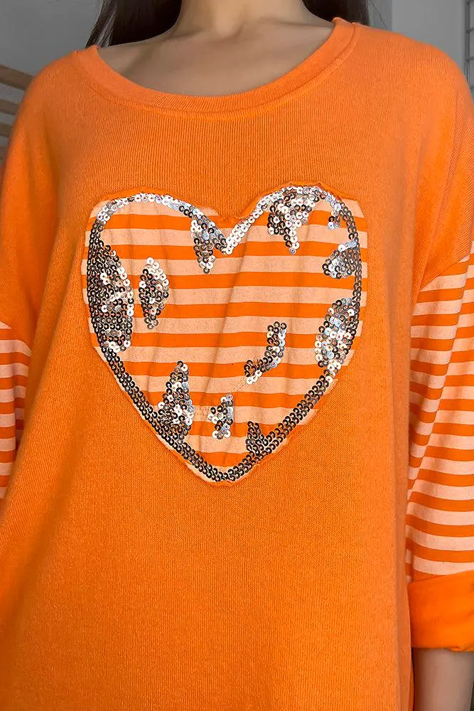 100% Cotton Sequined Heart Tunic