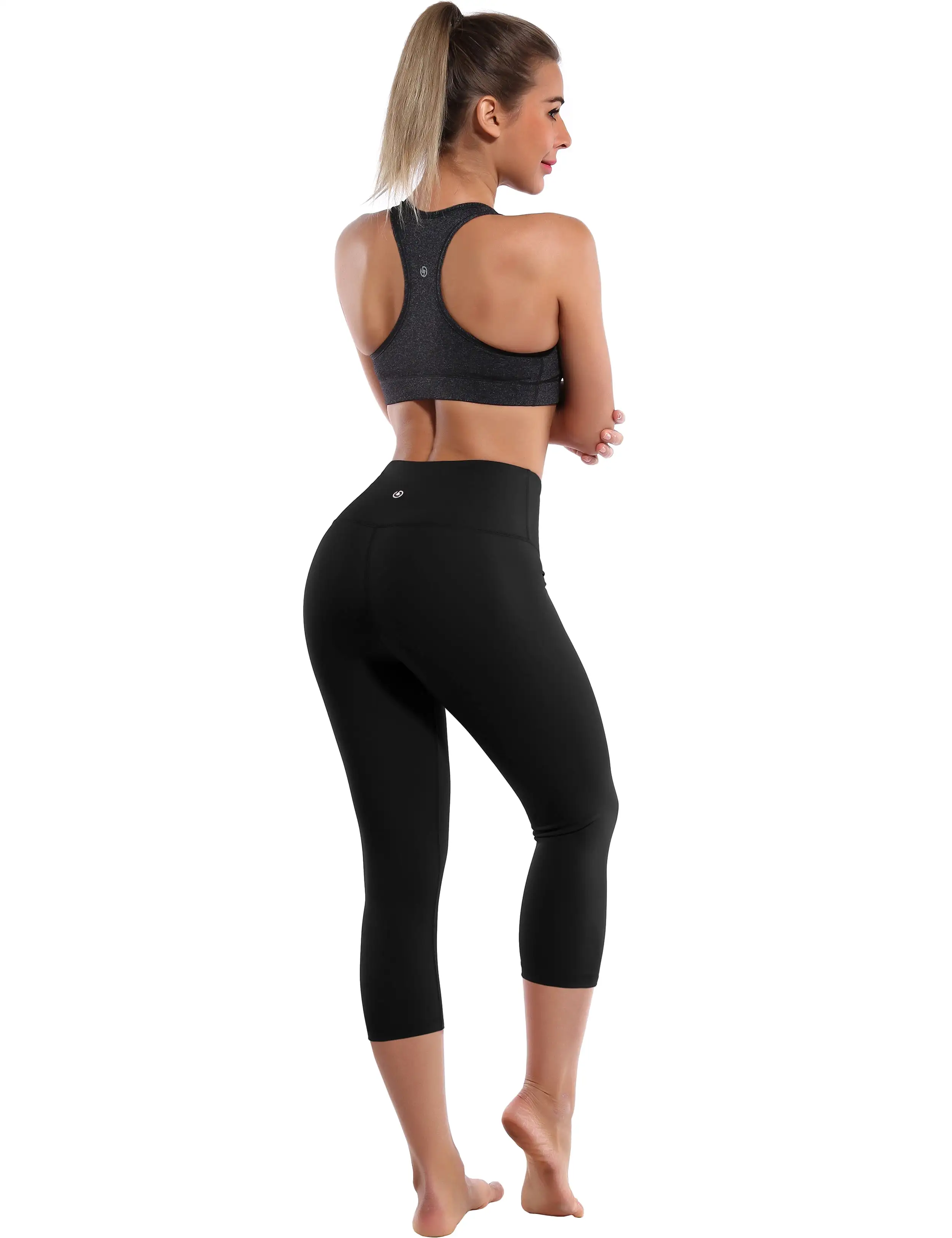 19 High Waist Crop Tight Capris black_yogastudio