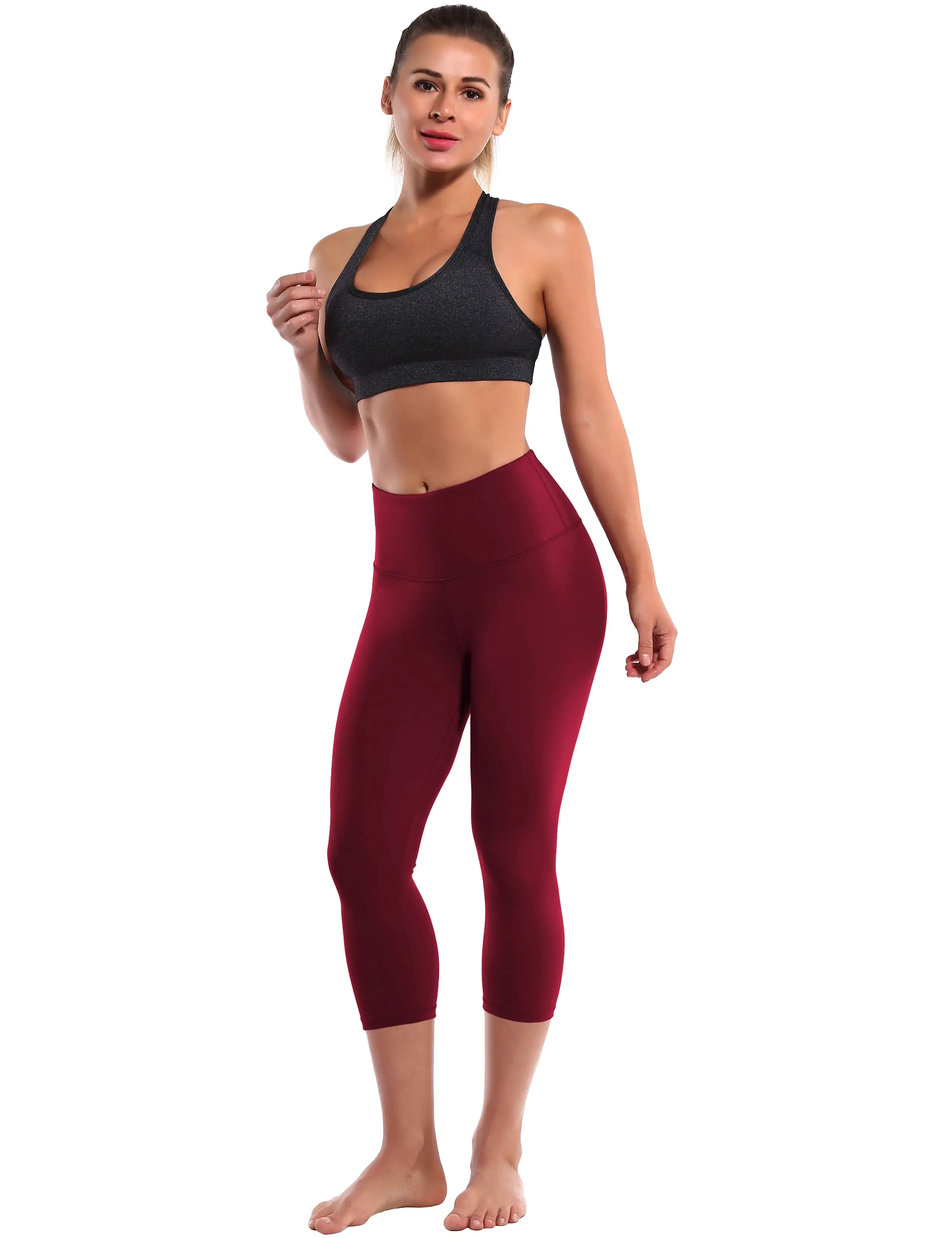 19 High Waist Crop Tight Capris cherryred_yogastudio