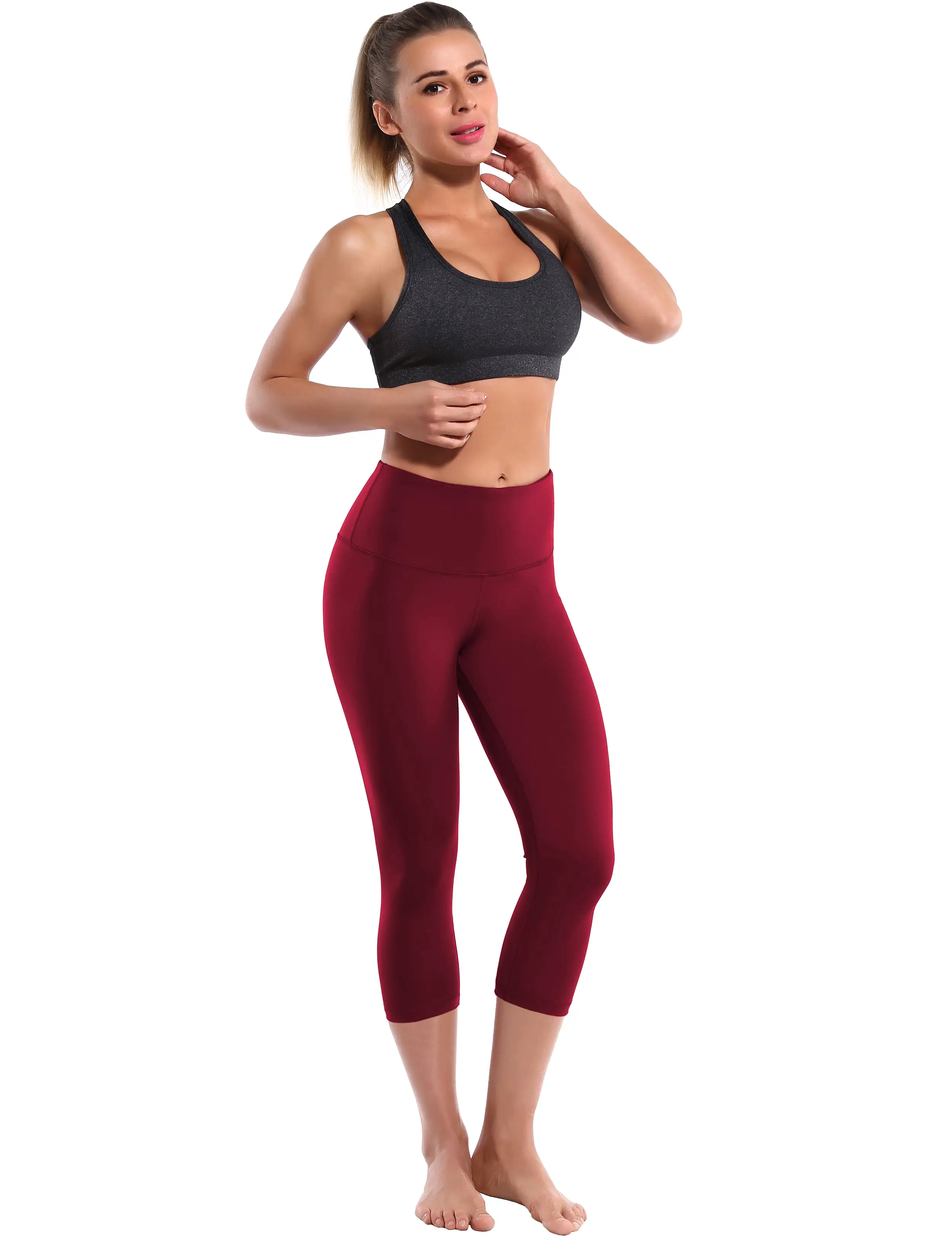 19 High Waist Crop Tight Capris cherryred_yogastudio