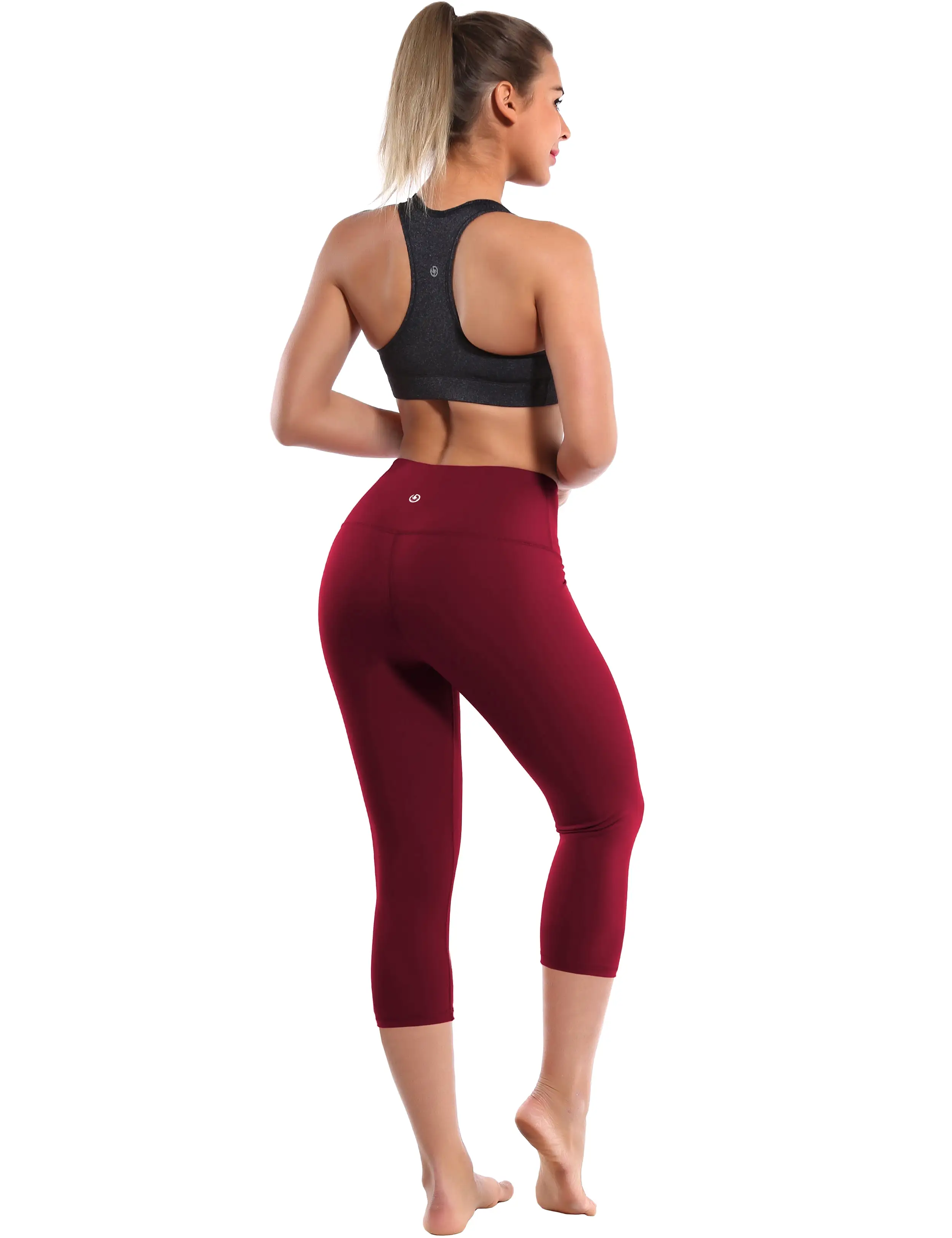 19 High Waist Crop Tight Capris cherryred_yogastudio