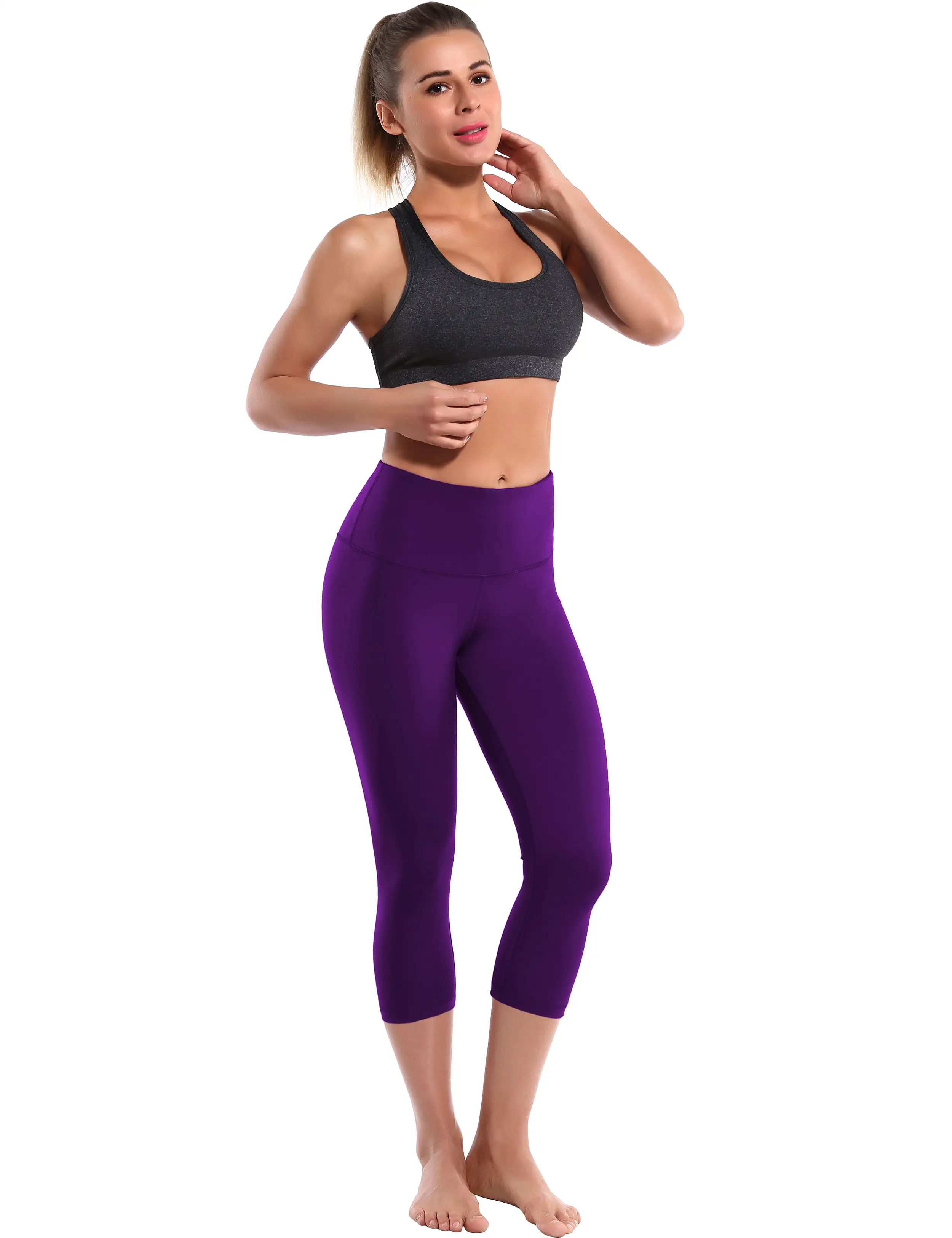 19 High Waist Crop Tight Capris eggplantpurple_yogastudio