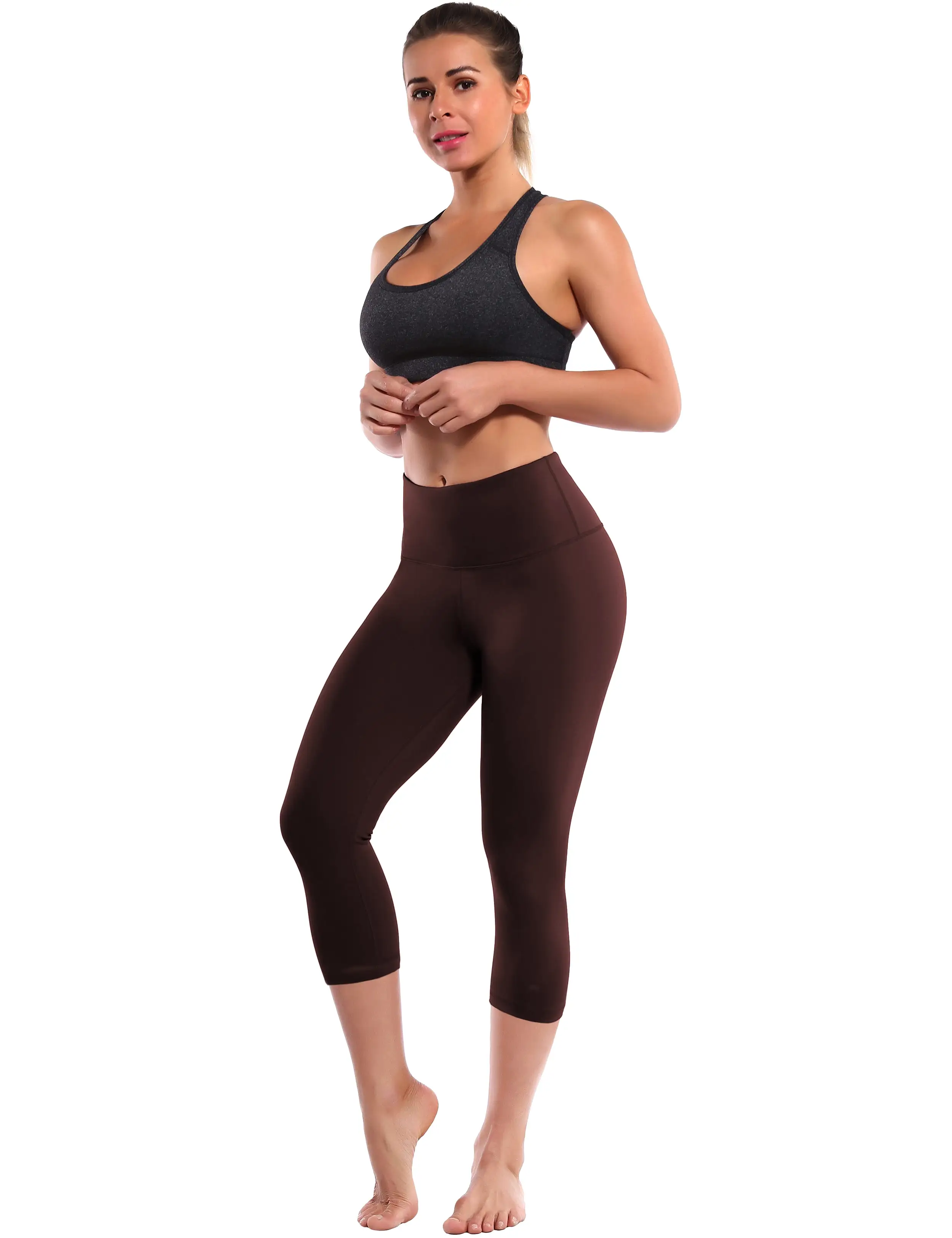 19 High Waist Crop Tight Capris mahoganymaroon_yogastudio