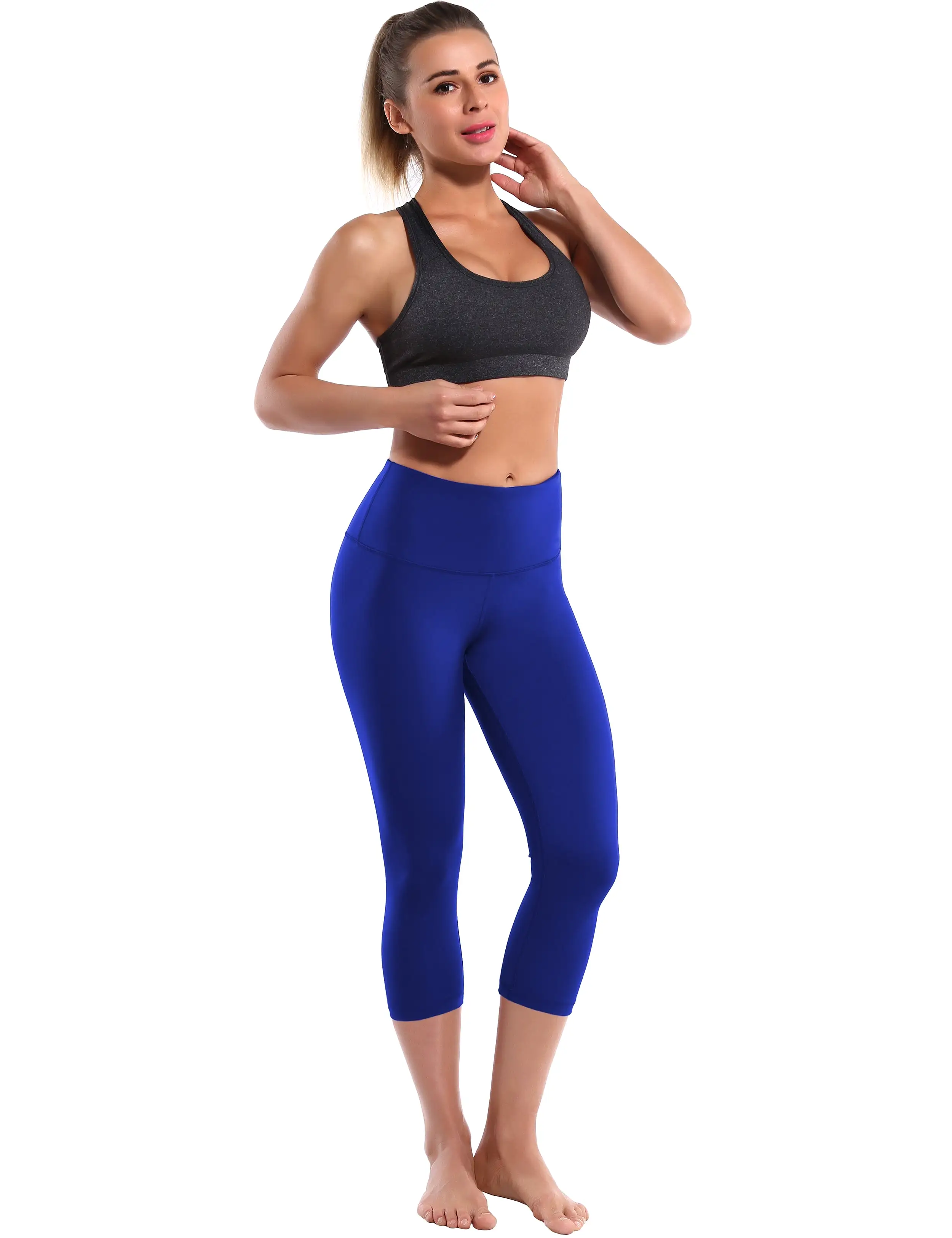 19 High Waist Crop Tight Capris navy_yogastudio