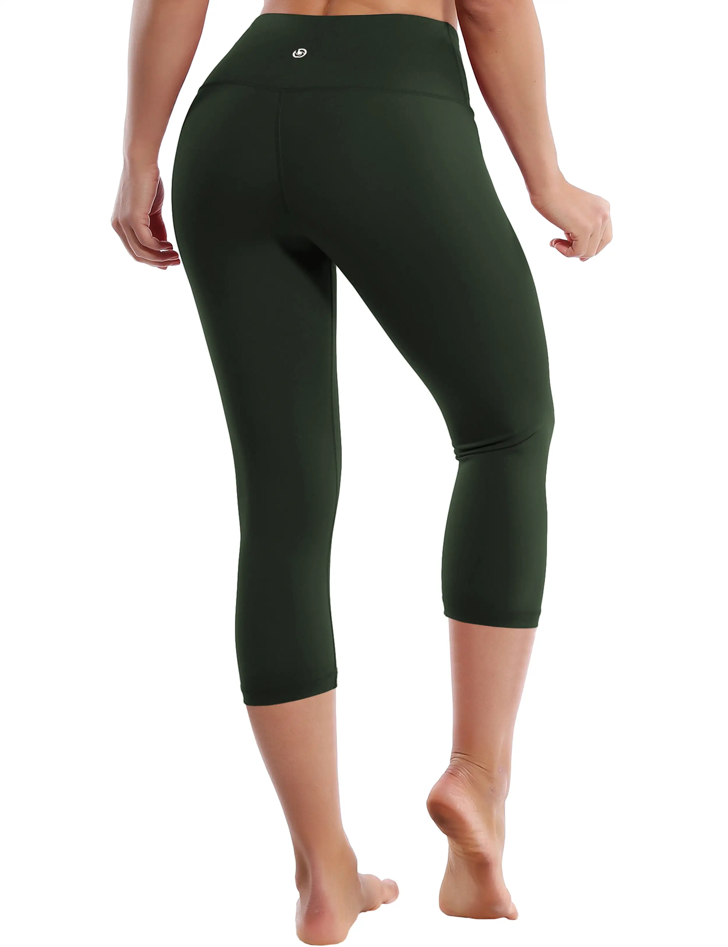 19 High Waist Crop Tight Capris olivegray_yogastudio