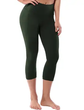 19 High Waist Crop Tight Capris olivegray_yogastudio