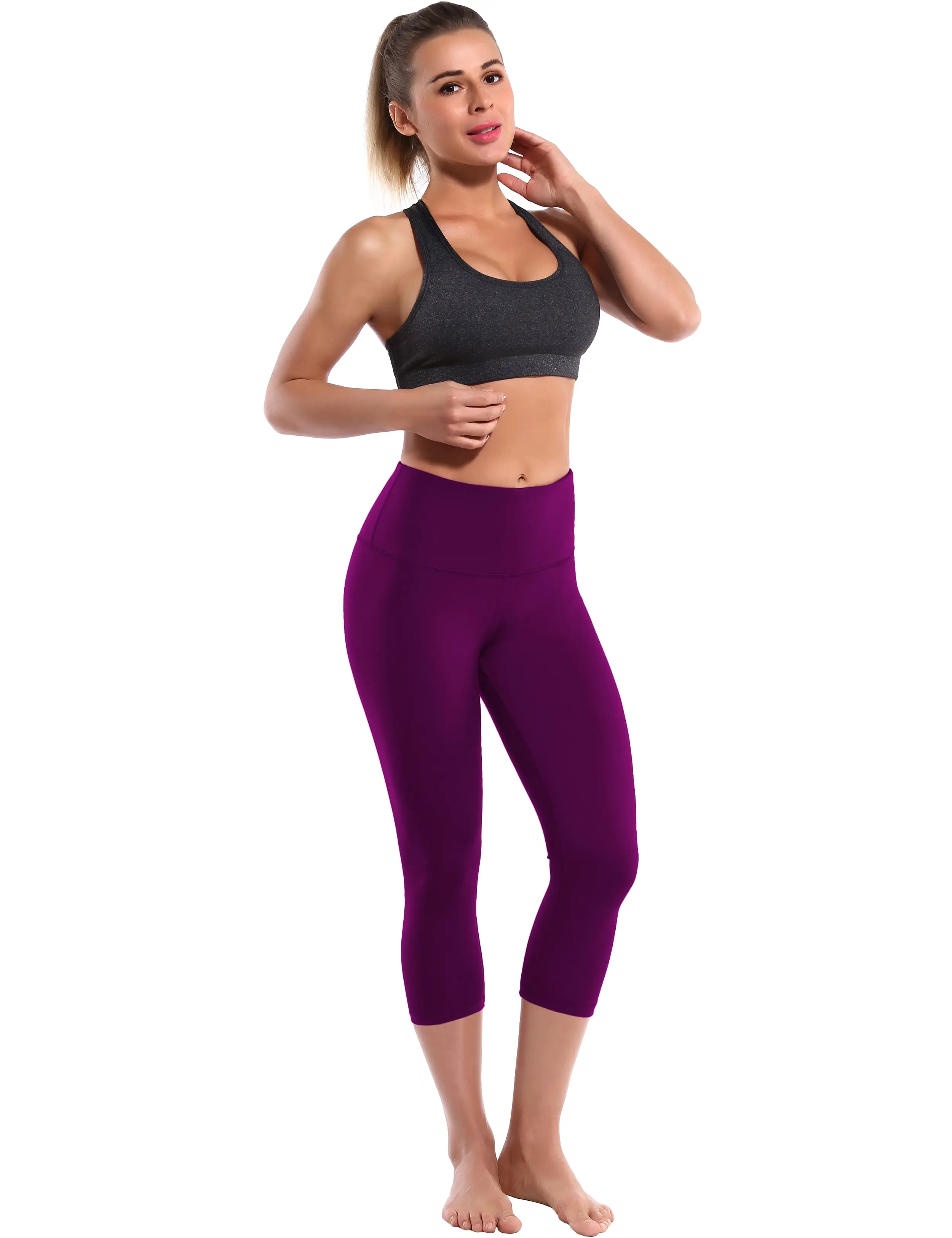 19 High Waist Crop Tight Capris plum_yogastudio