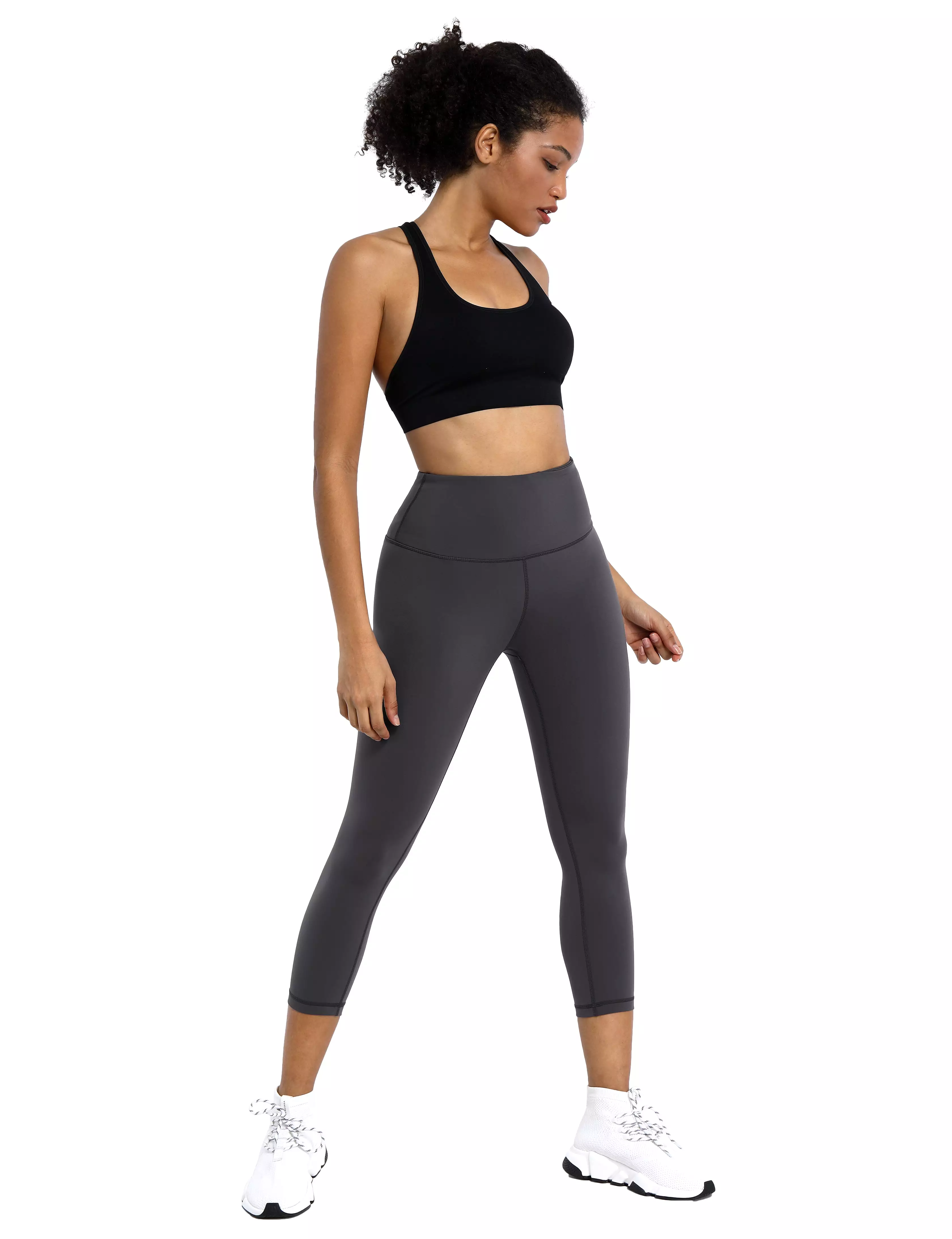 19 High Waist Crop Tight Capris shadowcharcoal_yogastudio