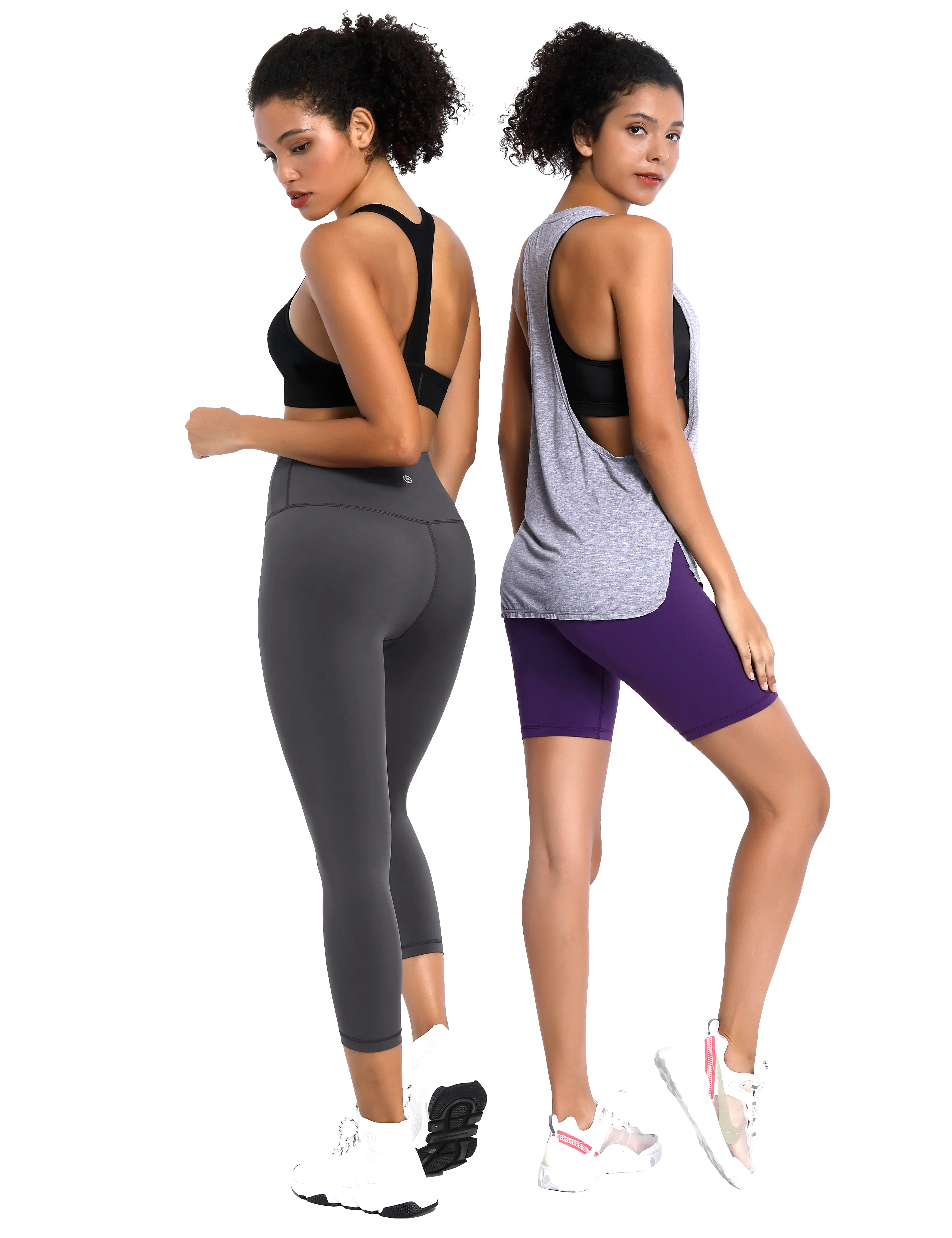 19 High Waist Crop Tight Capris shadowcharcoal_yogastudio