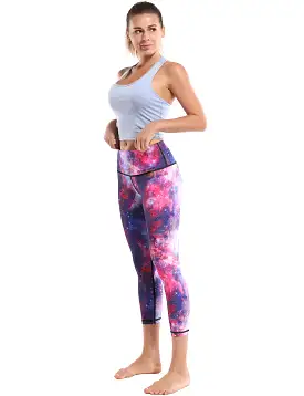 19 High Waist Printed  Crop Tight Capris galaxy_yogastudio