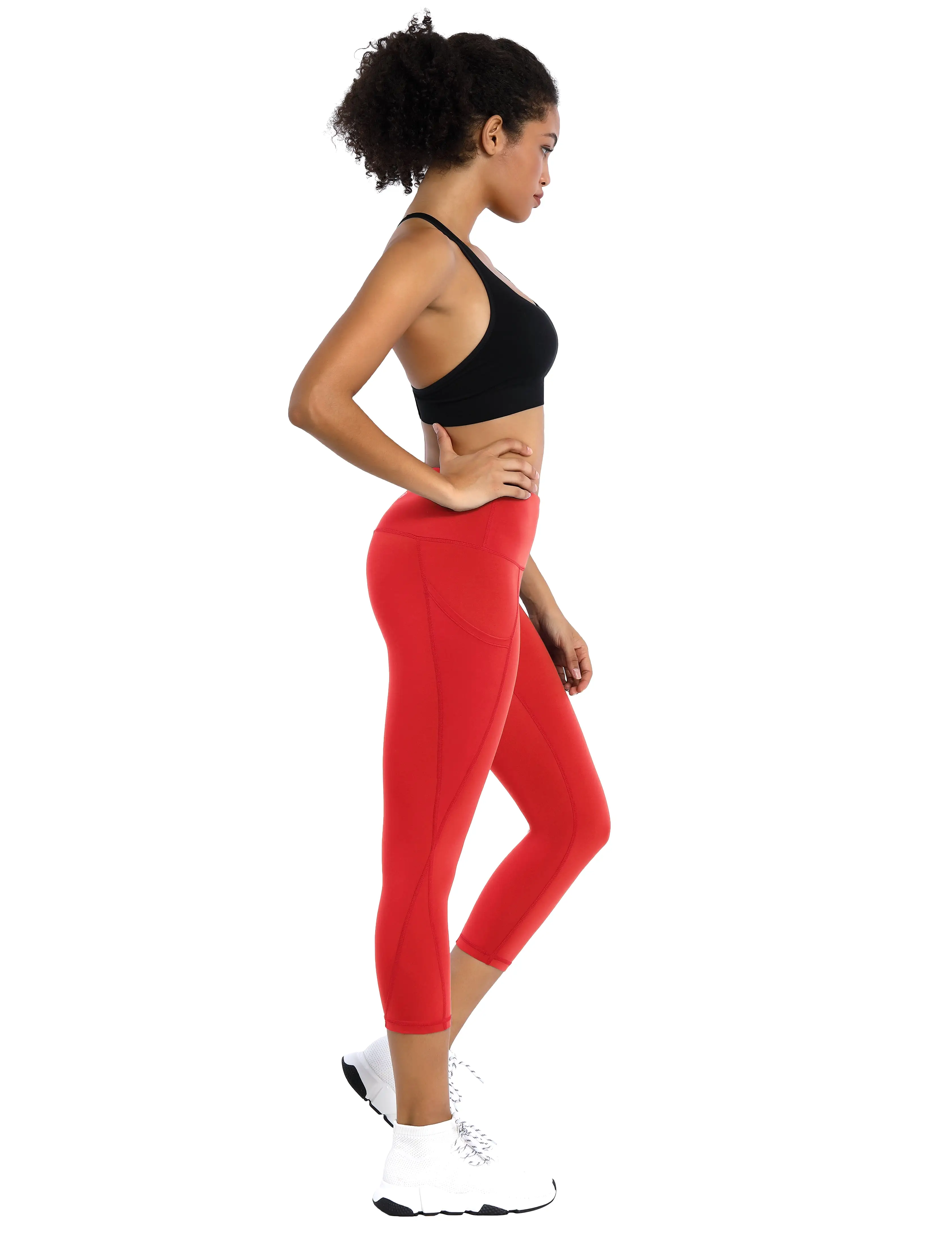 19 High Waist Side Pockets Capris scarlet_yogastudio