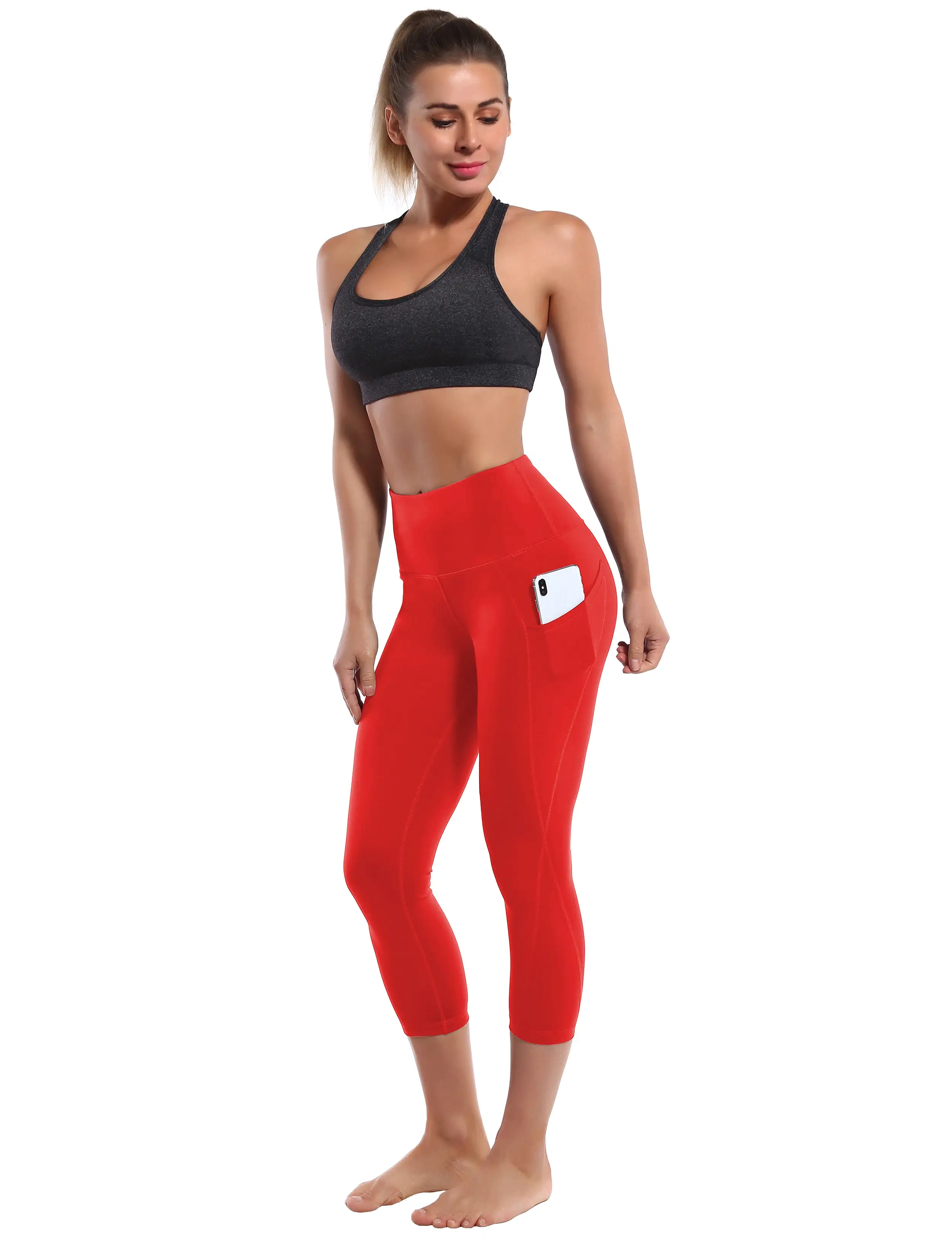 19 High Waist Side Pockets Capris scarlet_yogastudio