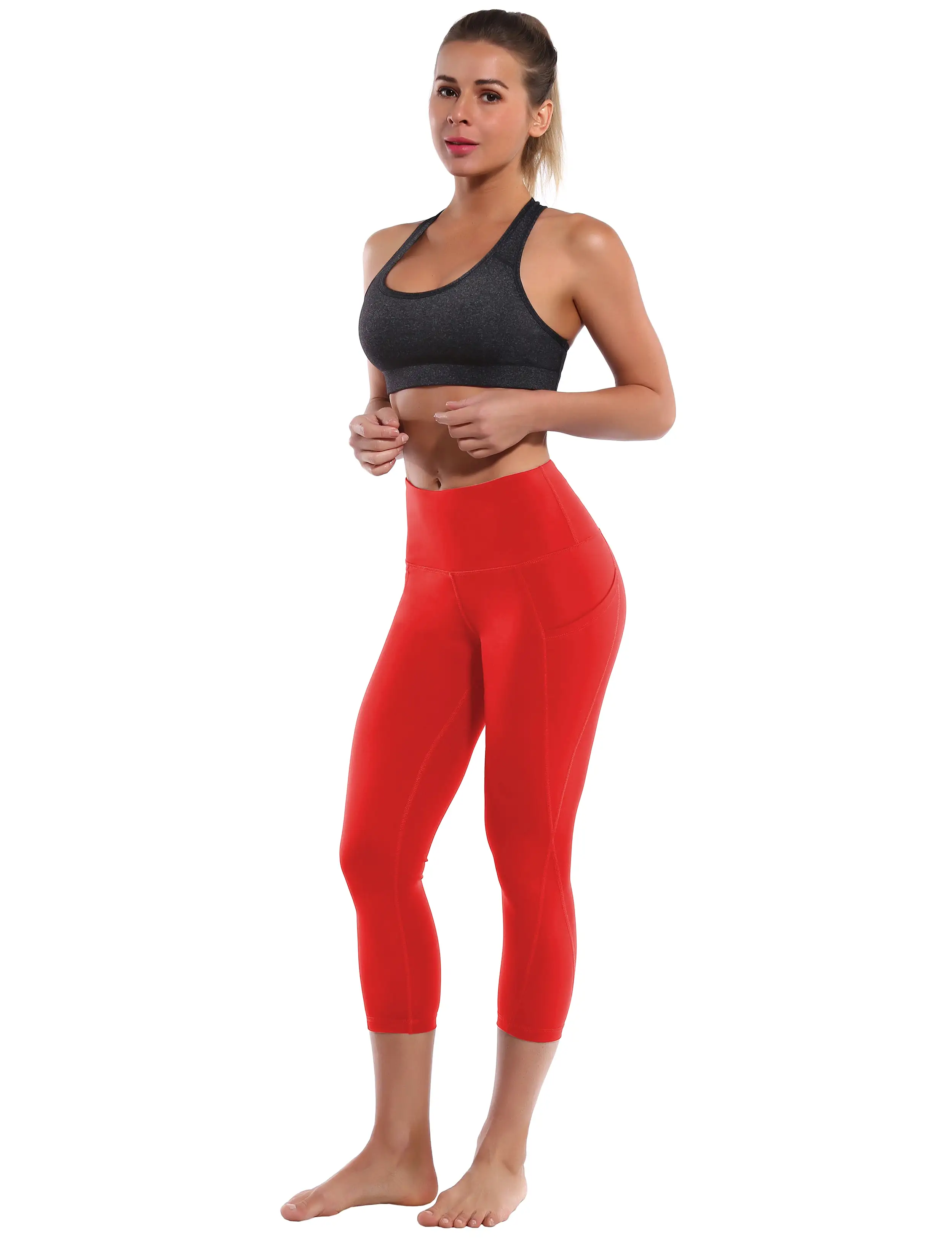 19 High Waist Side Pockets Capris scarlet_yogastudio