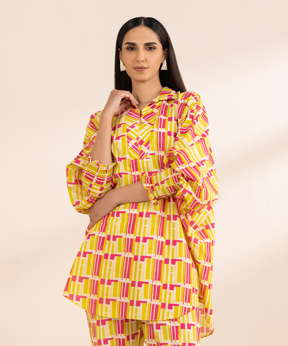 2 Piece - Printed Silk Suit