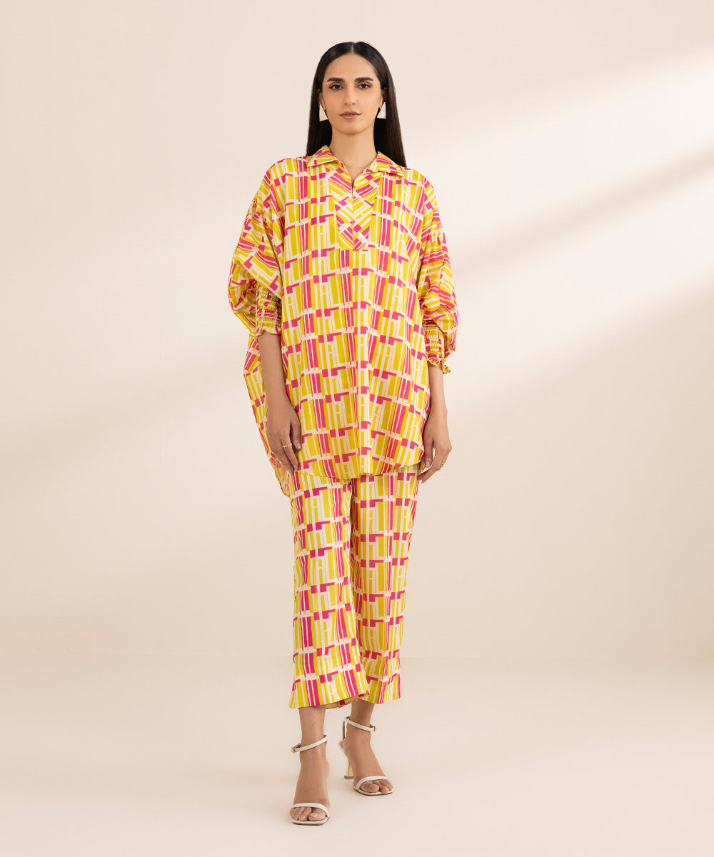 2 Piece - Printed Silk Suit