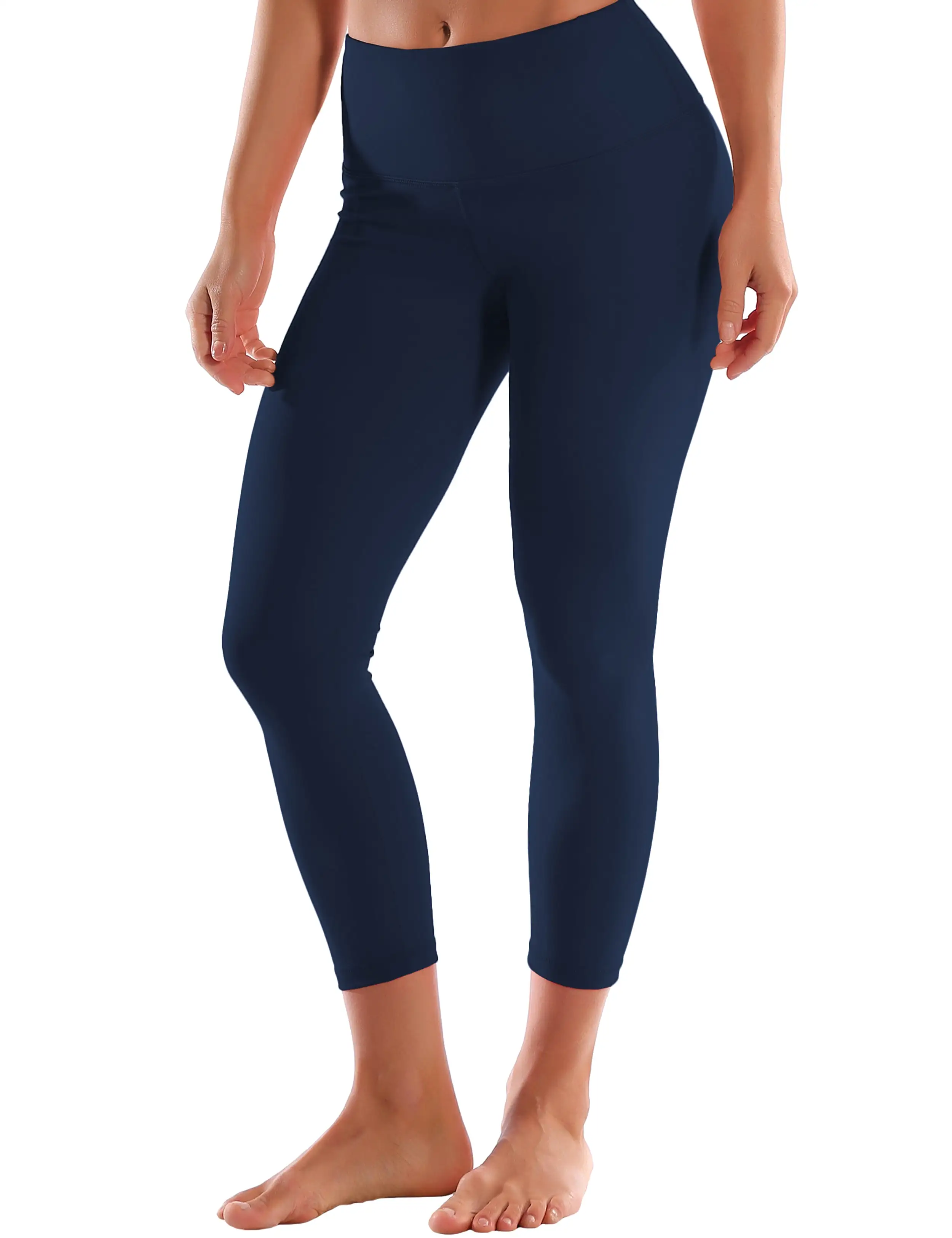 22 High Waist Crop Tight Capris darknavy_yogastudio