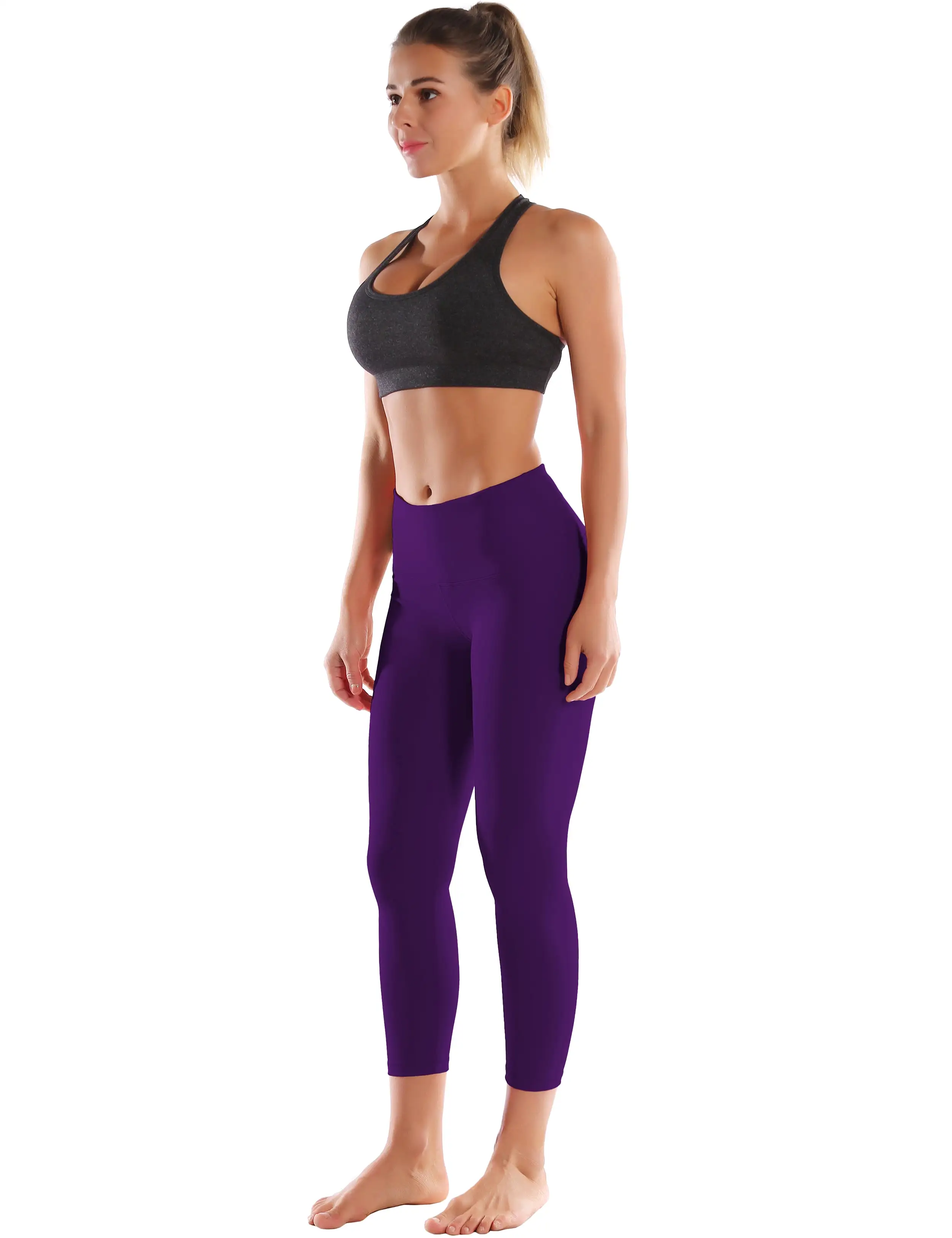 22 High Waist Crop Tight Capris eggplantpurple_yogastudio