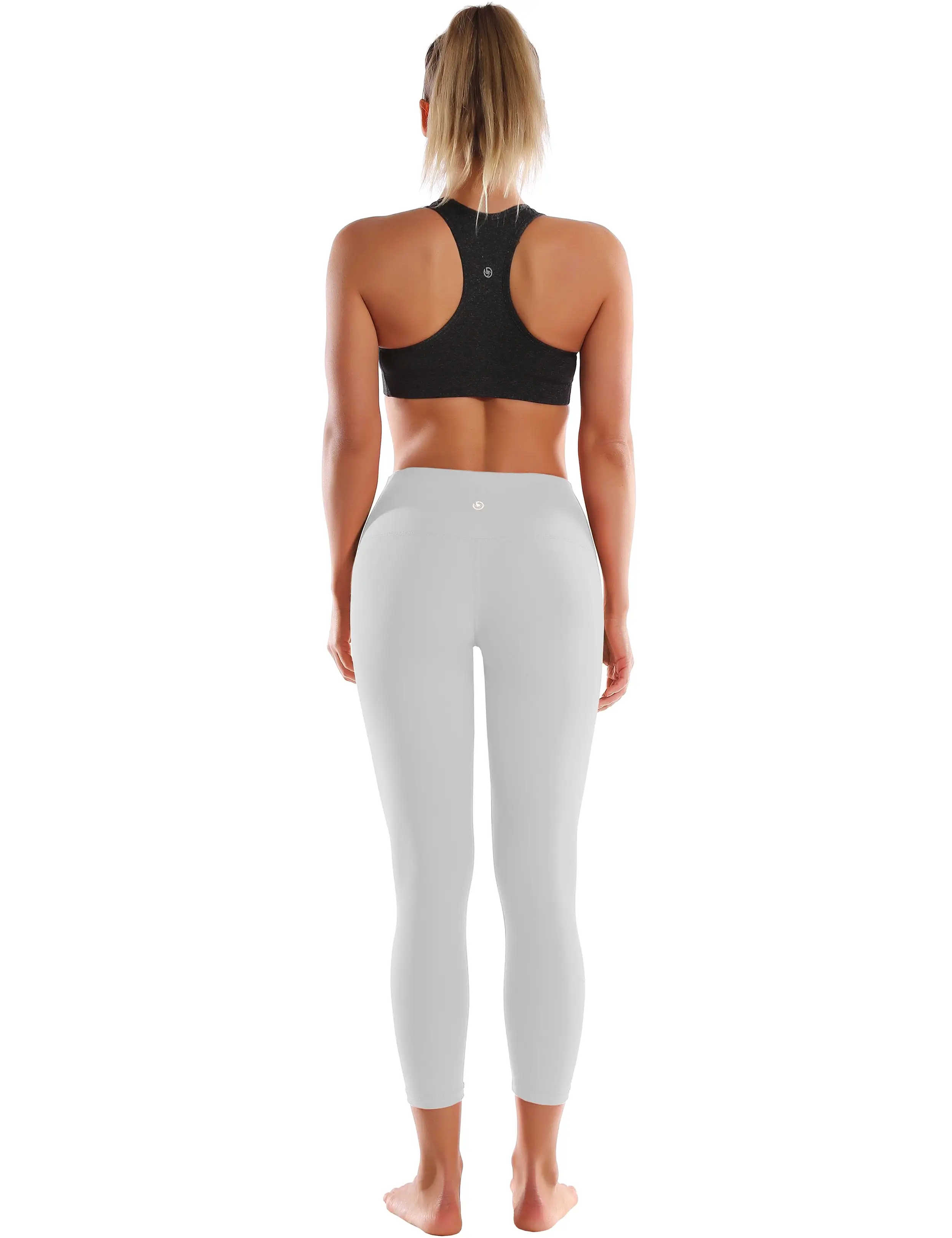 22 High Waist Crop Tight Capris lightgray ins_yogastudio