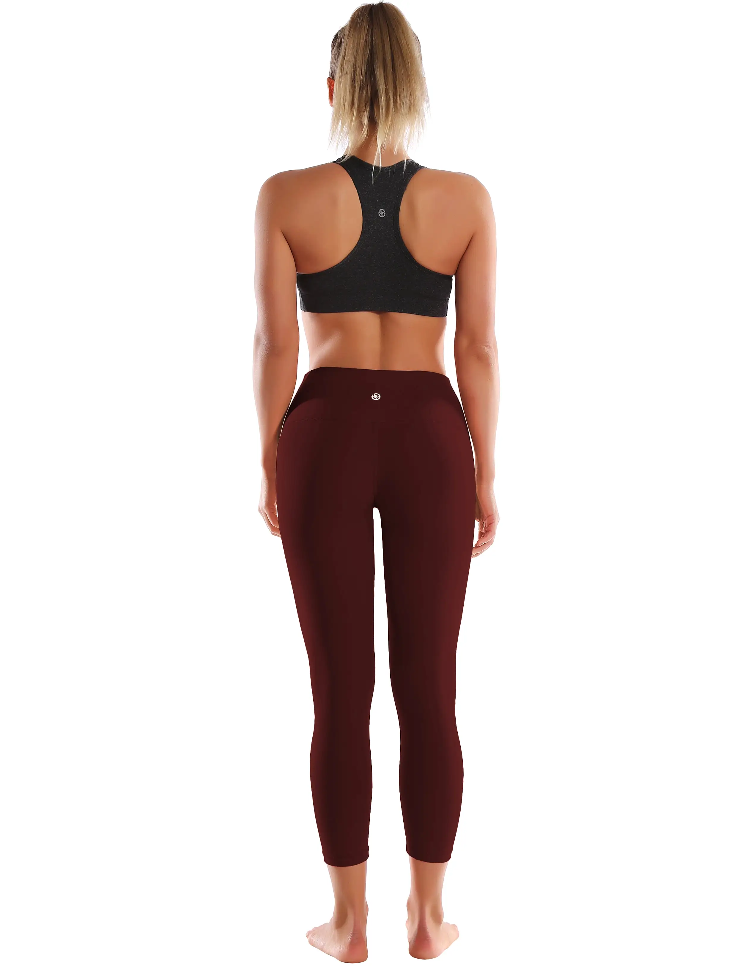 22 High Waist Crop Tight Capris mahoganymaroon_yogastudio