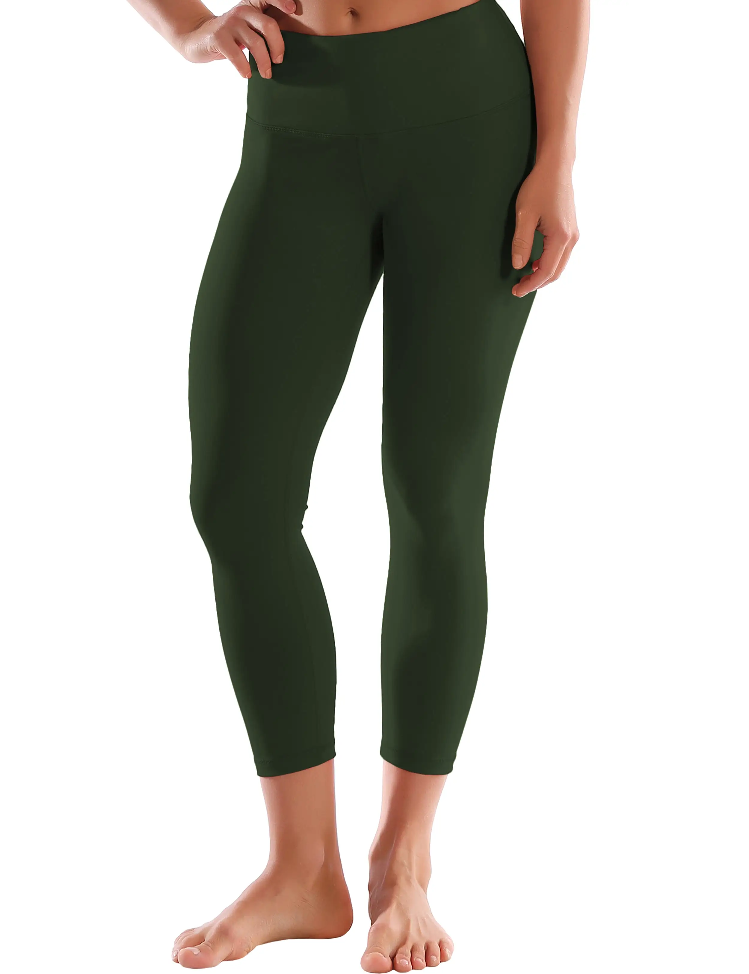 22 High Waist Crop Tight Capris olivegray_yogastudio