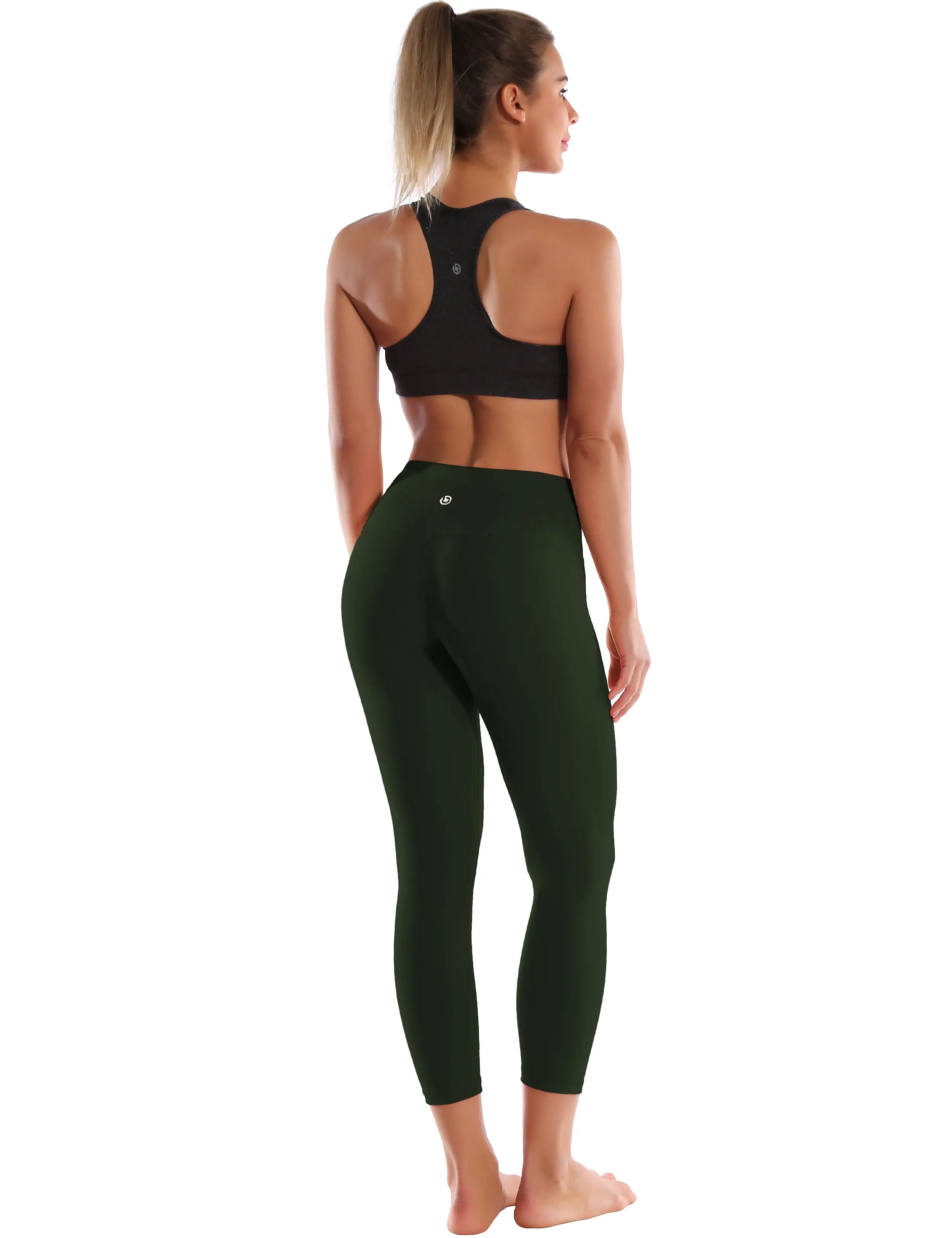 22 High Waist Crop Tight Capris olivegray_yogastudio