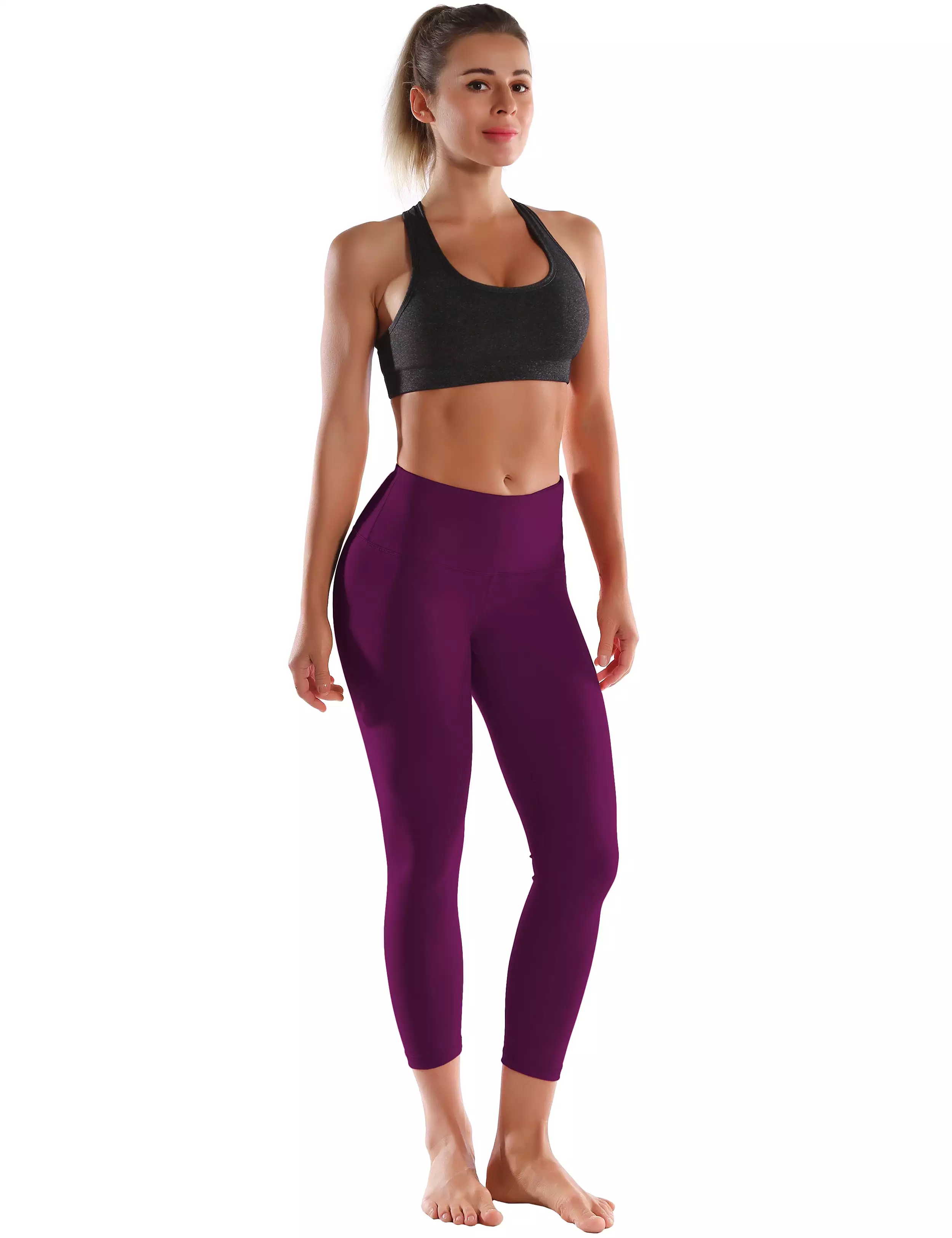 22 High Waist Crop Tight Capris plum_yogastudio