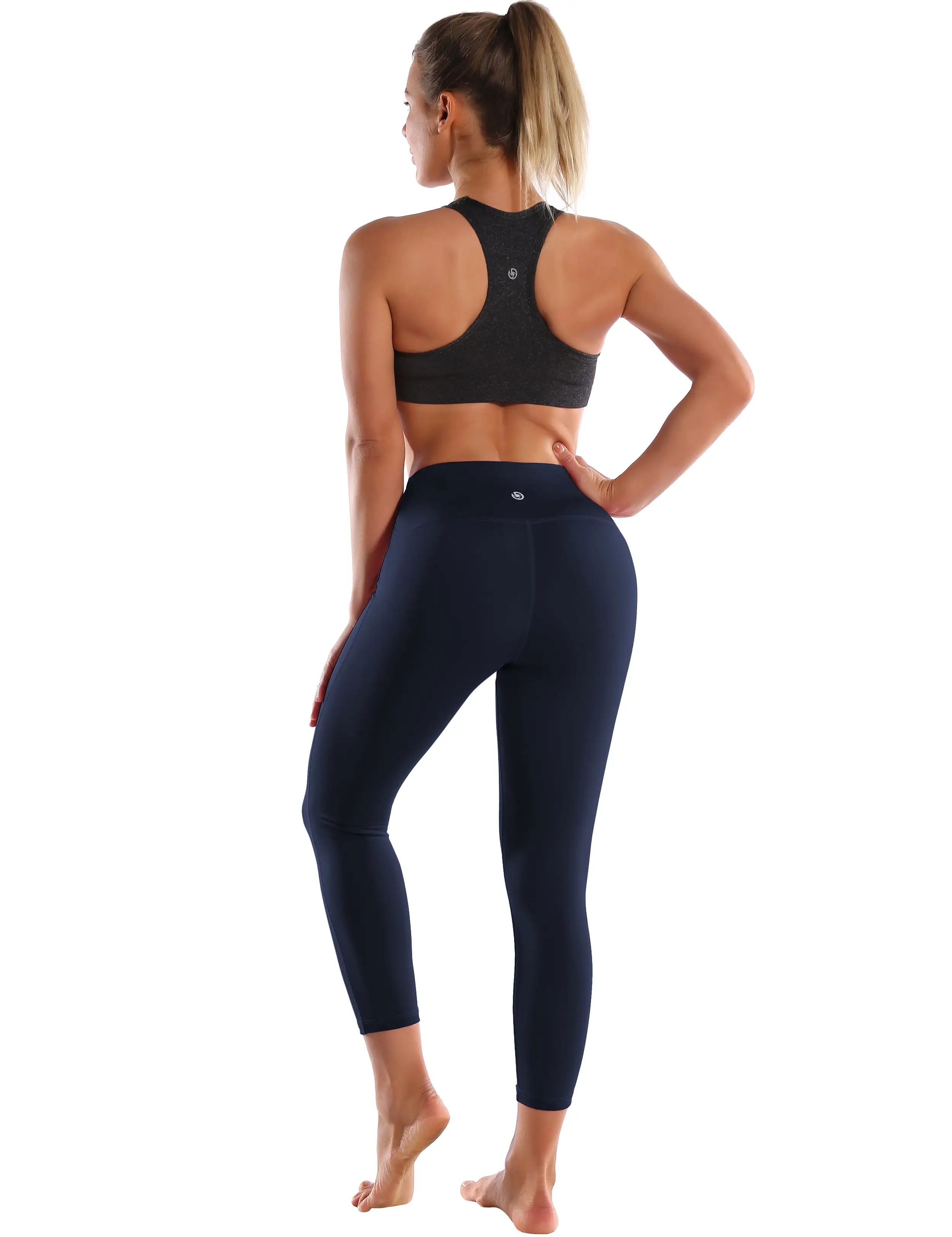 22 High Waist Side Line Capris darknavy_yogastudio