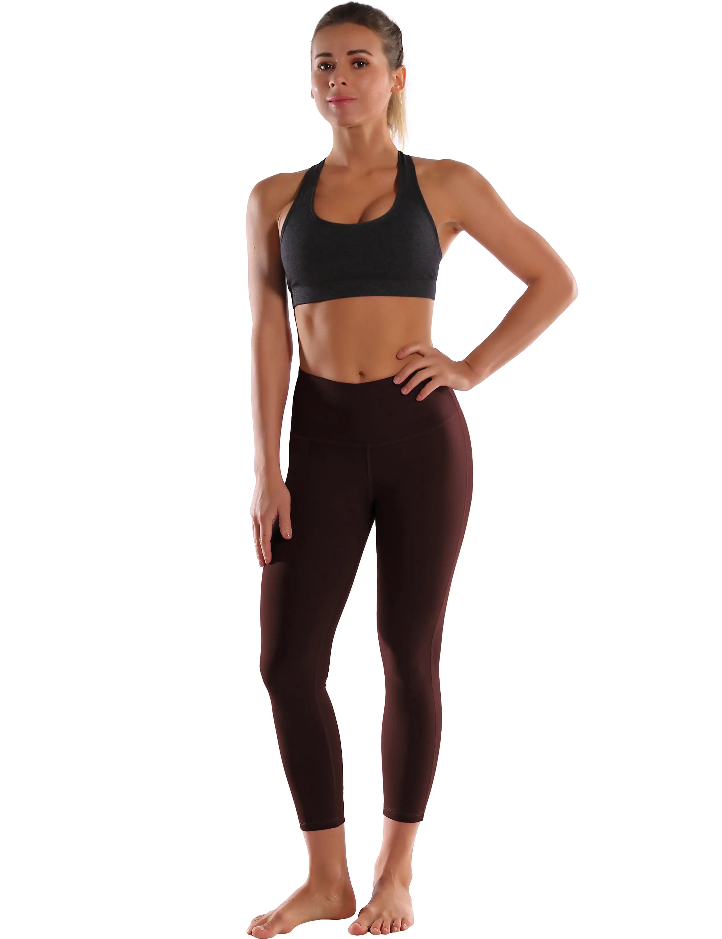 22 High Waist Side Line Capris mahoganymaroon_yogastudio