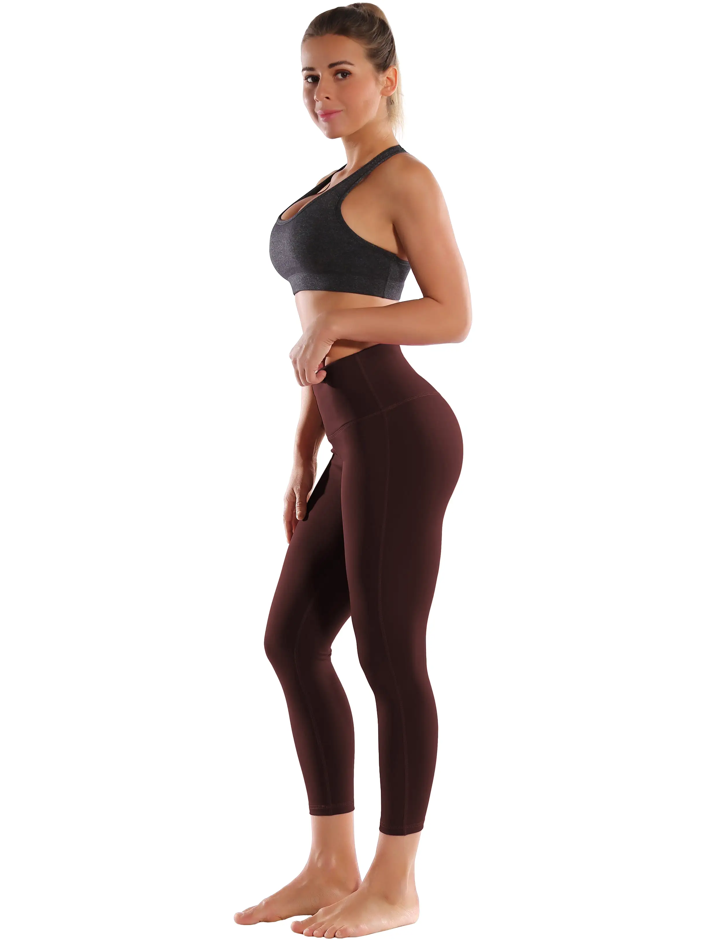 22 High Waist Side Line Capris mahoganymaroon_yogastudio