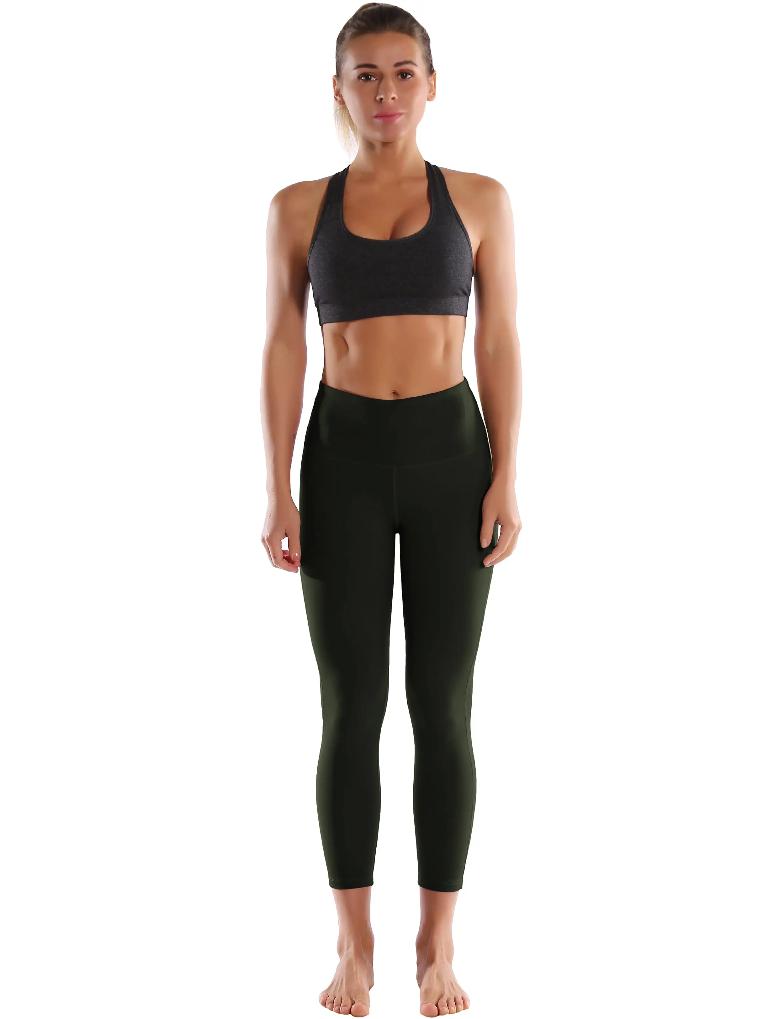 22 High Waist Side Line Capris olivegray_yogastudio