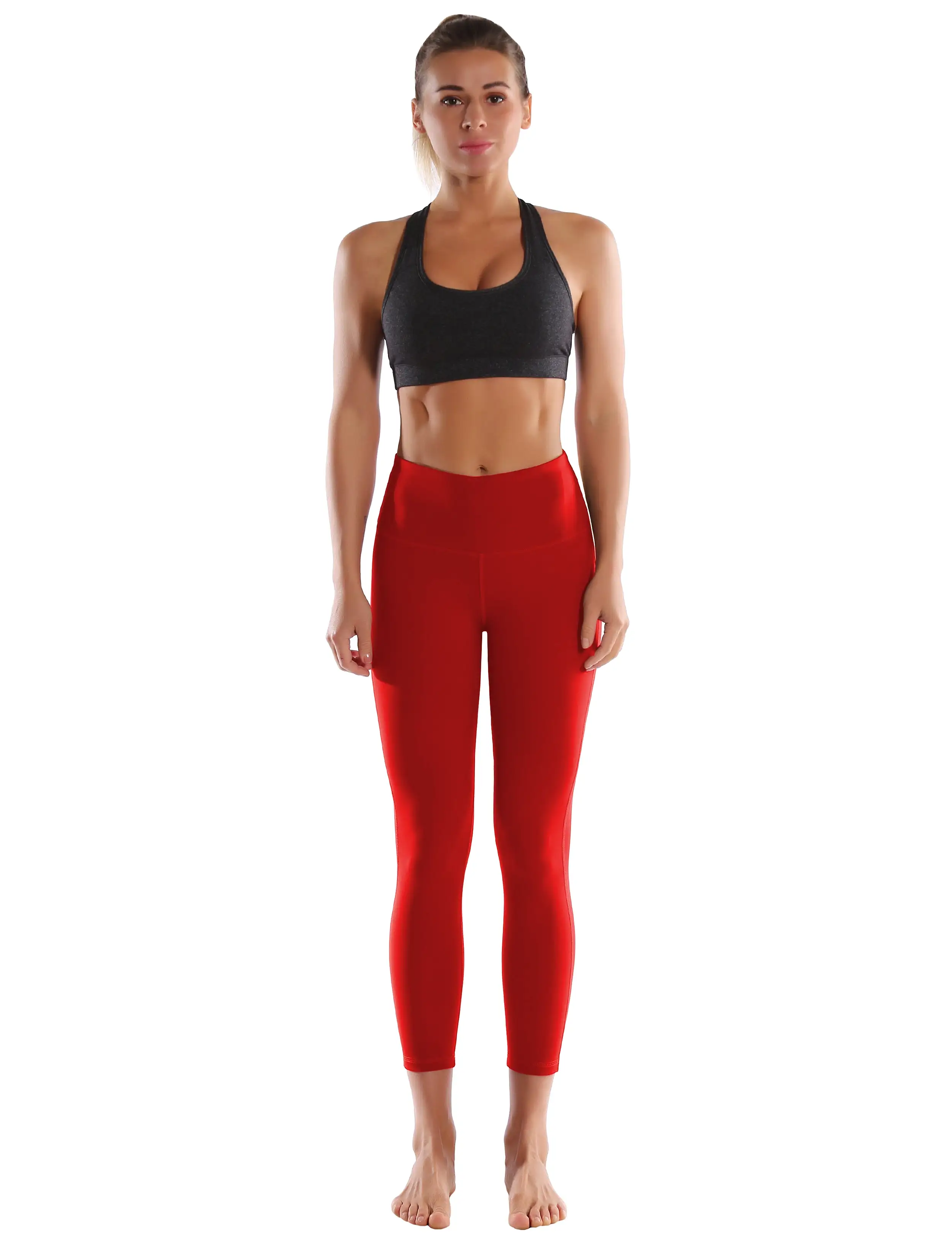 22 High Waist Side Line Capris scarlet_yogastudio