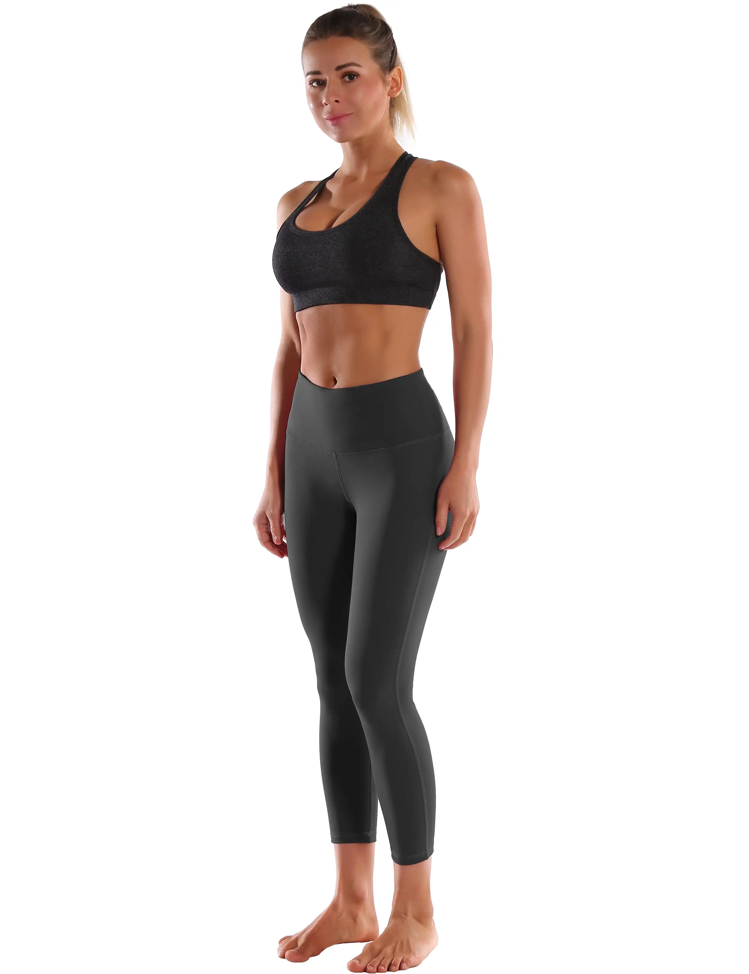 22 High Waist Side Line Capris shadowcharcoal_yogastudio