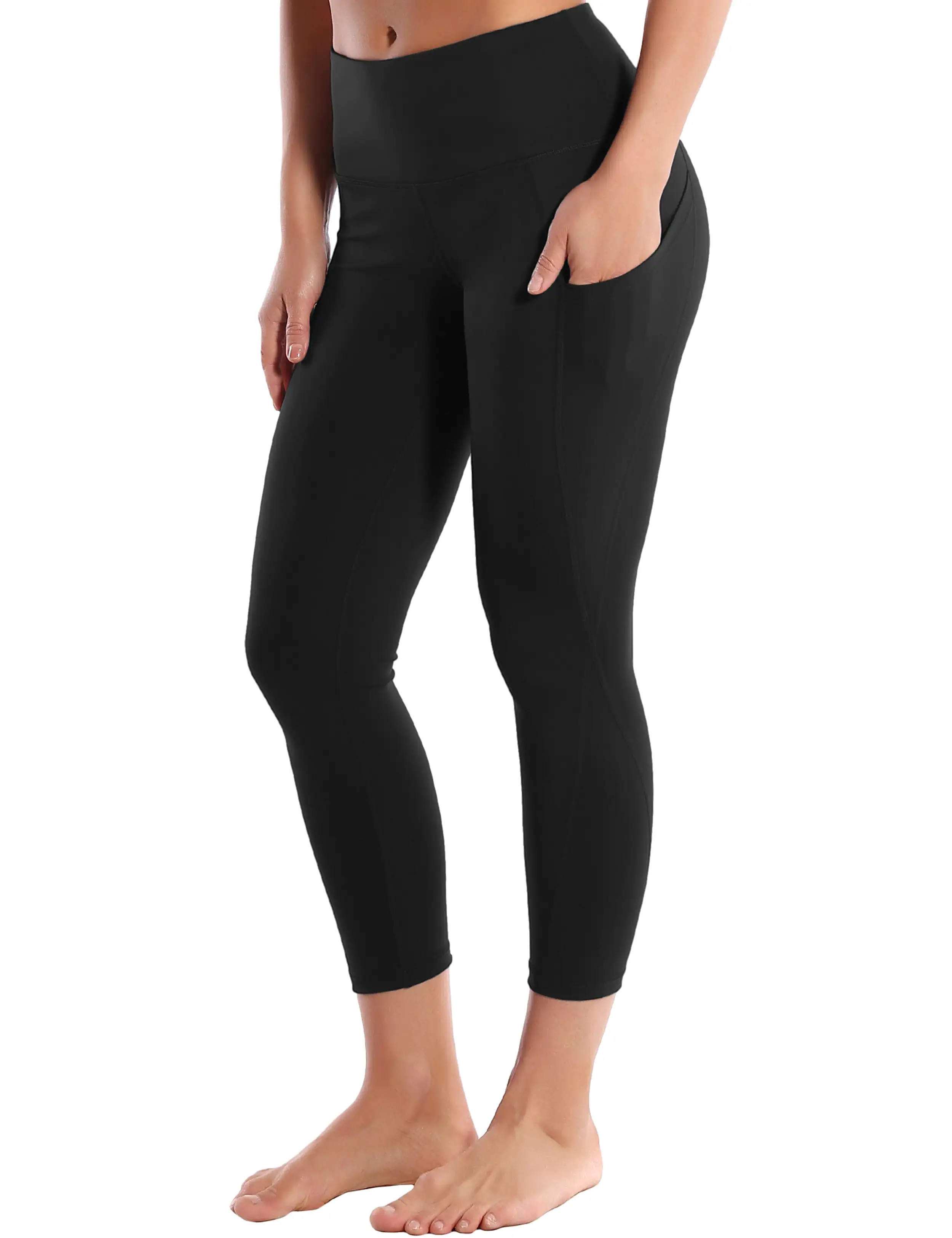 22 High Waist Side Pockets Capris black_yogastudio