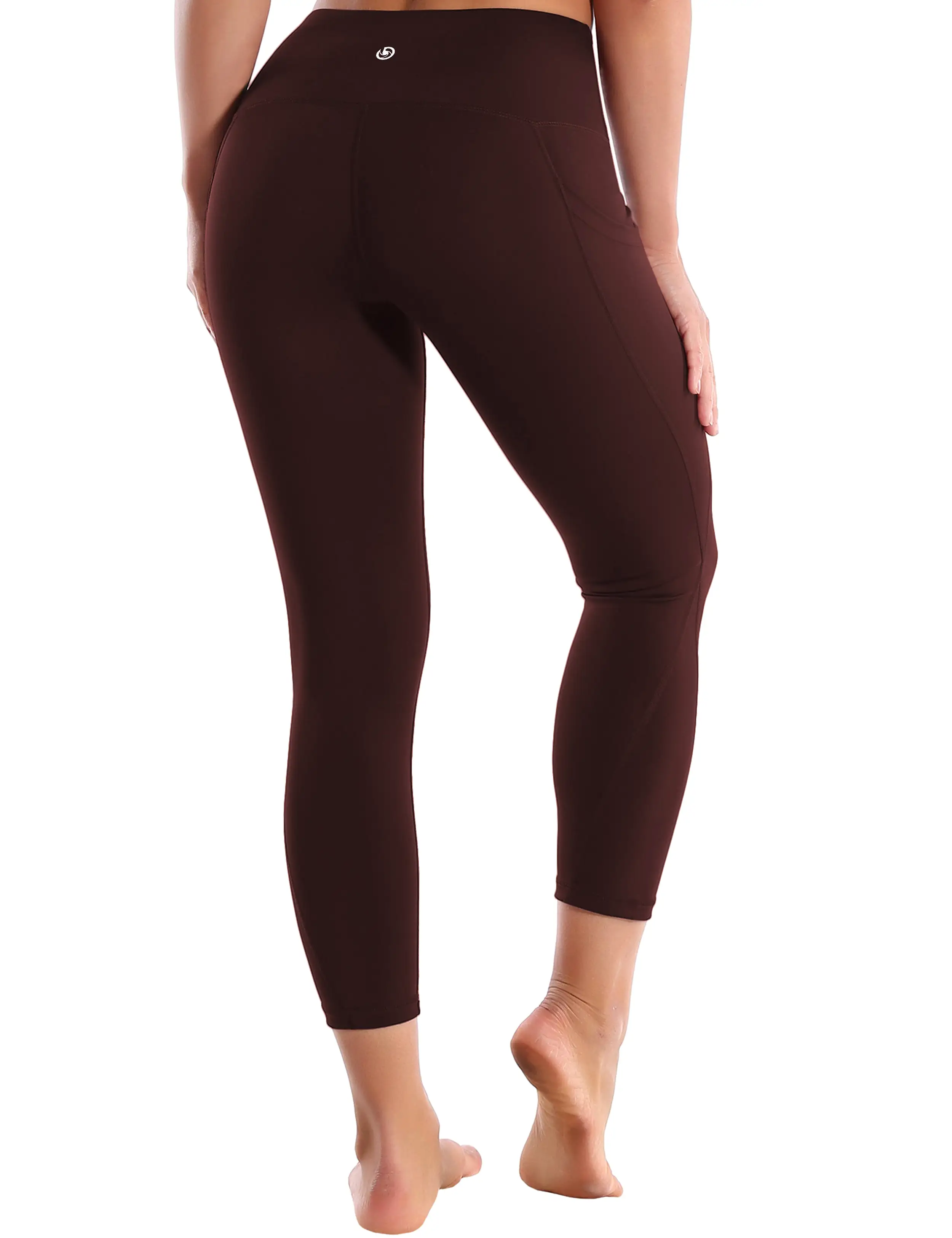 22 High Waist Side Pockets Capris mahoganymaroon_yogastudio