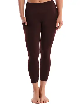 22 High Waist Side Pockets Capris mahoganymaroon_yogastudio