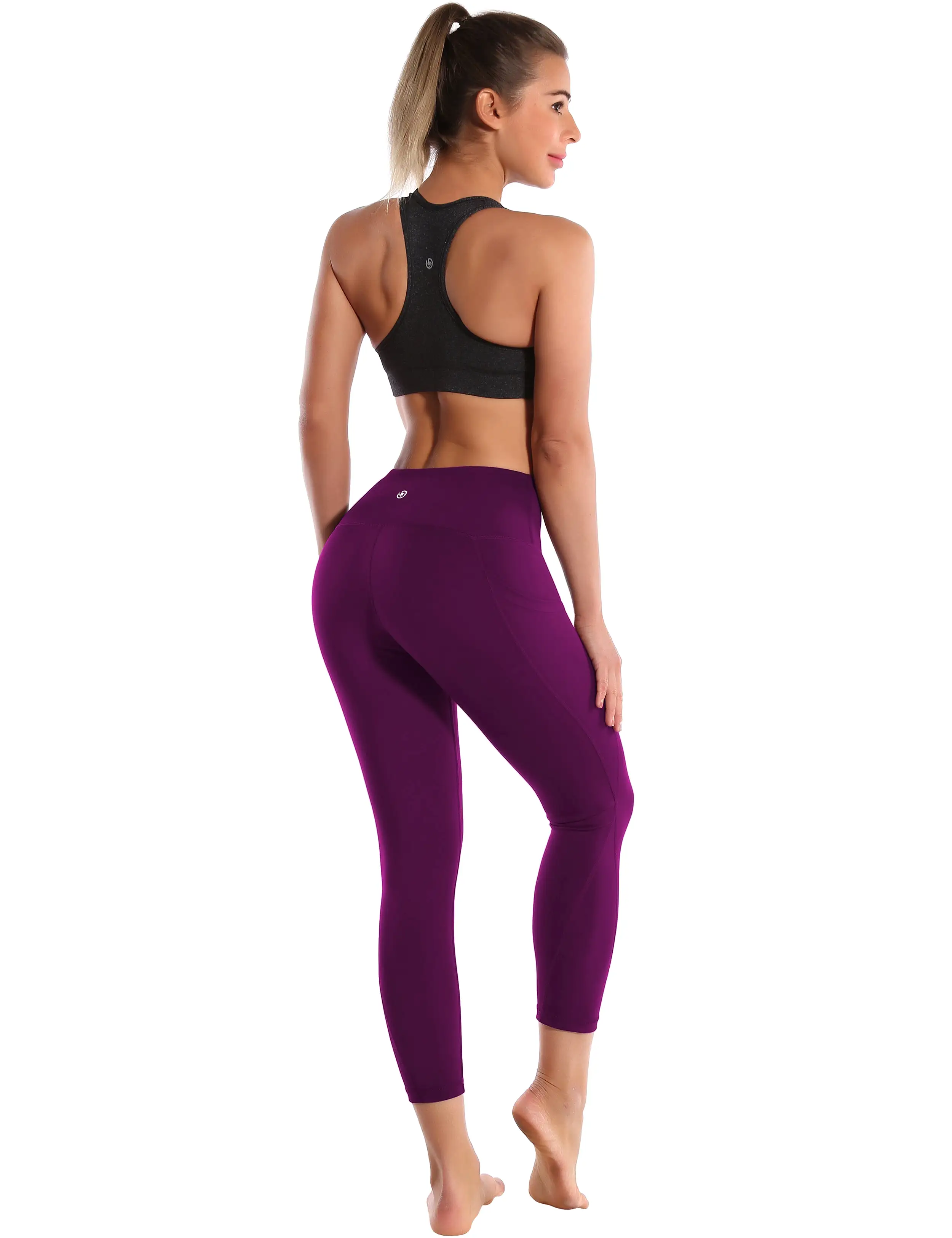 22 High Waist Side Pockets Capris plum_yogastudio