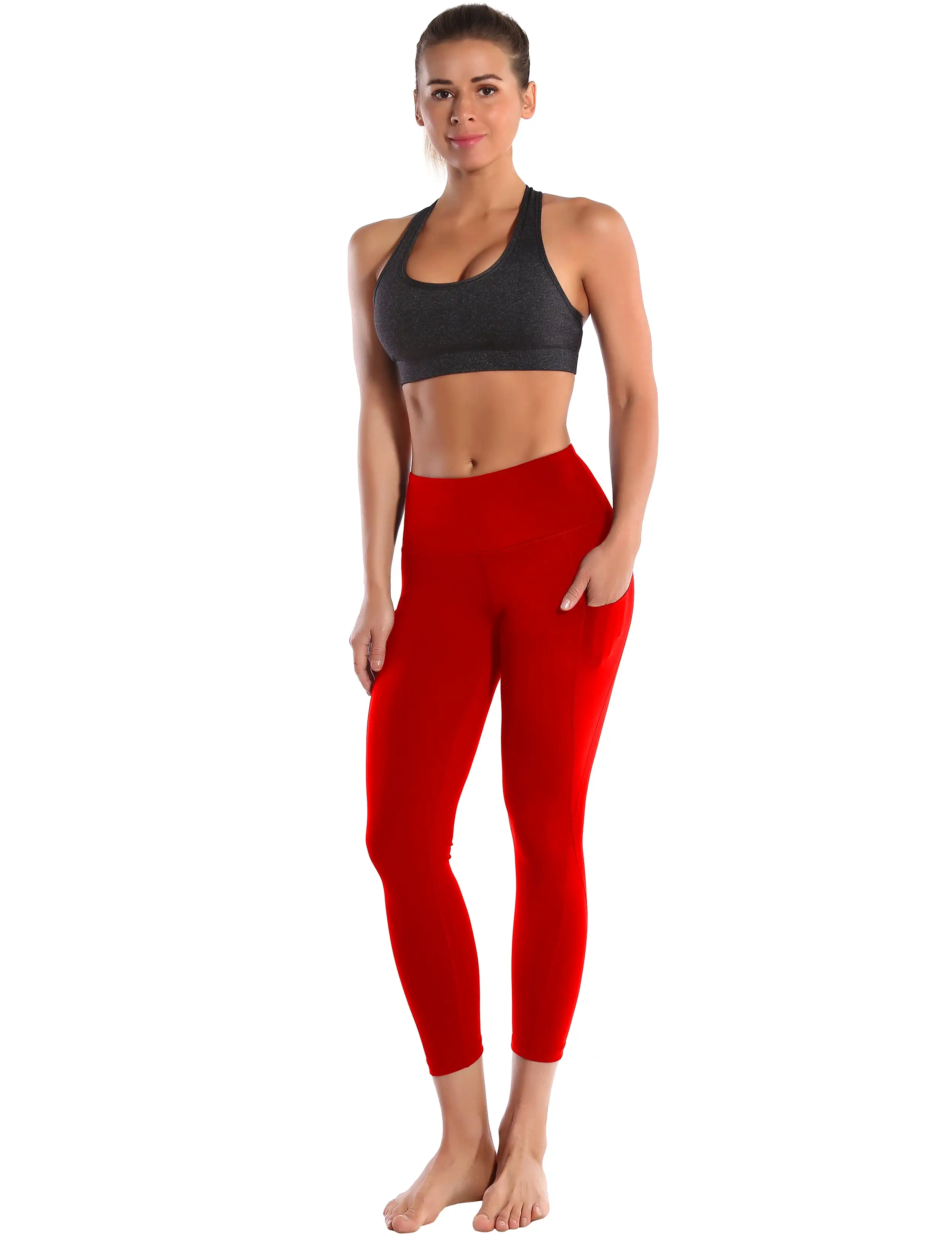 22 High Waist Side Pockets Capris scarlet_yogastudio