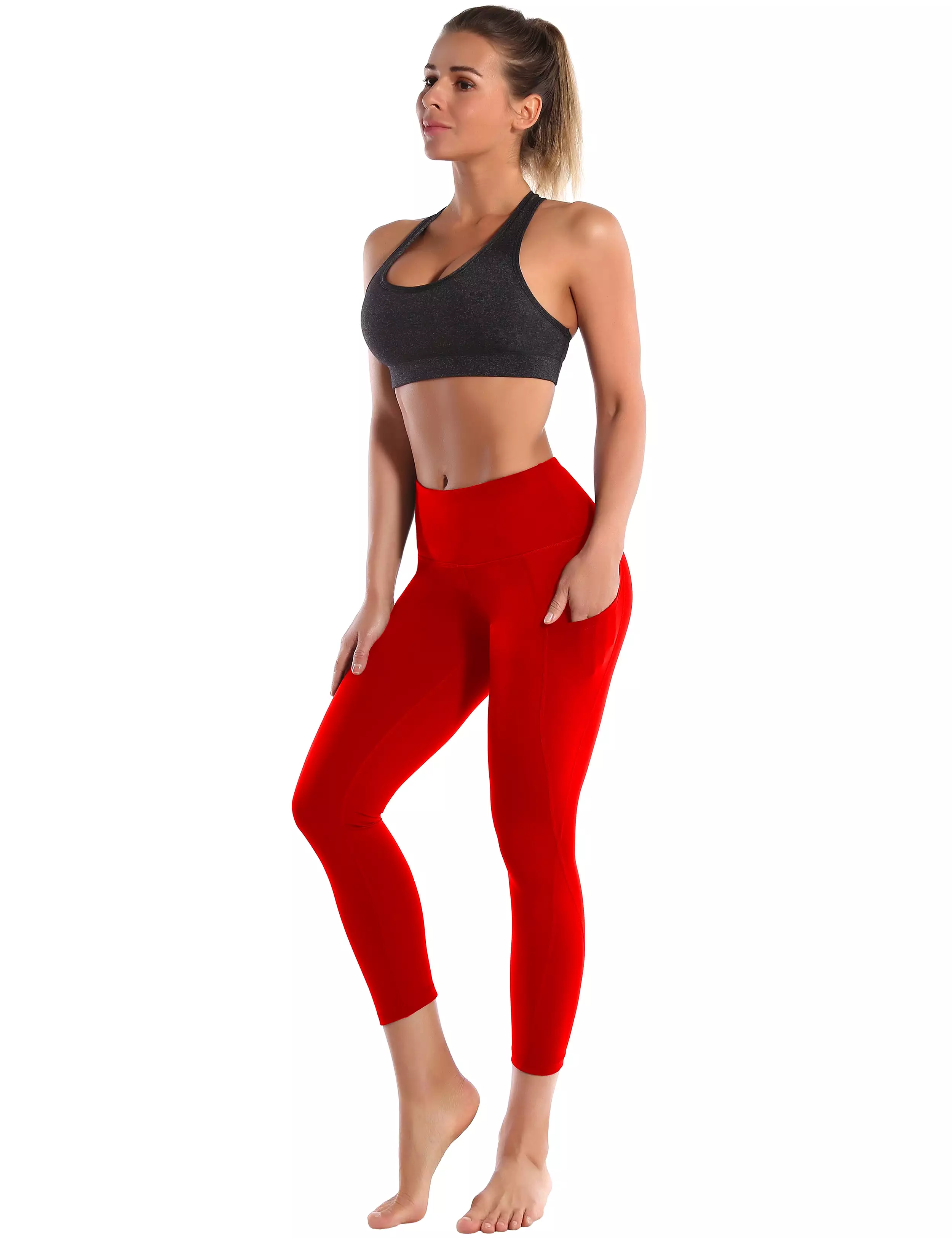 22 High Waist Side Pockets Capris scarlet_yogastudio