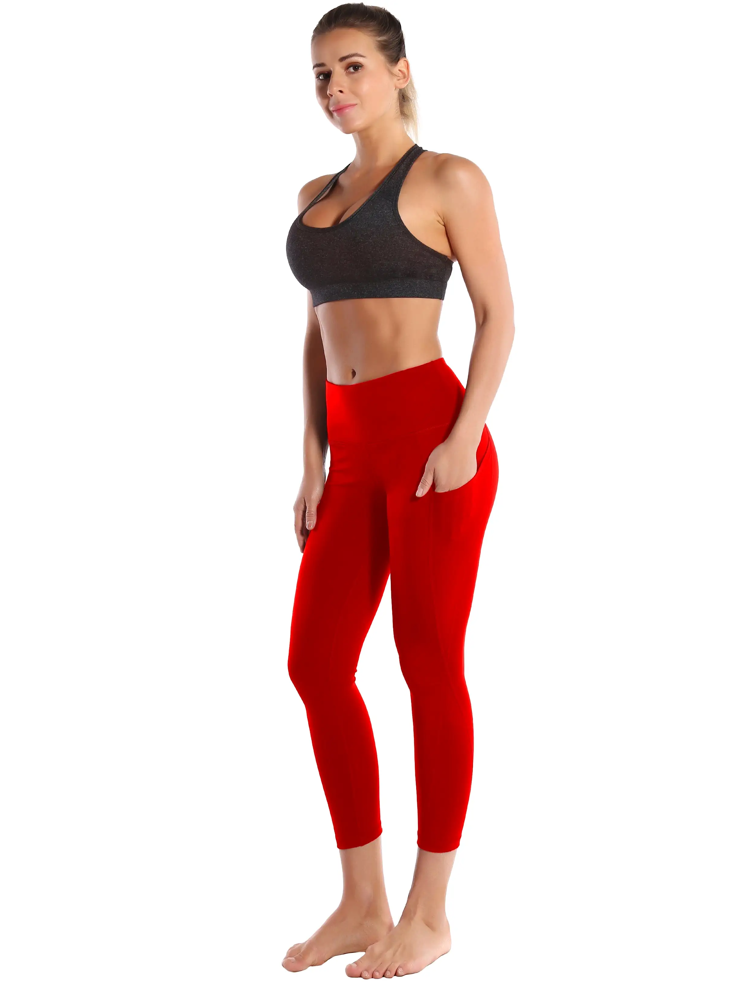 22 High Waist Side Pockets Capris scarlet_yogastudio