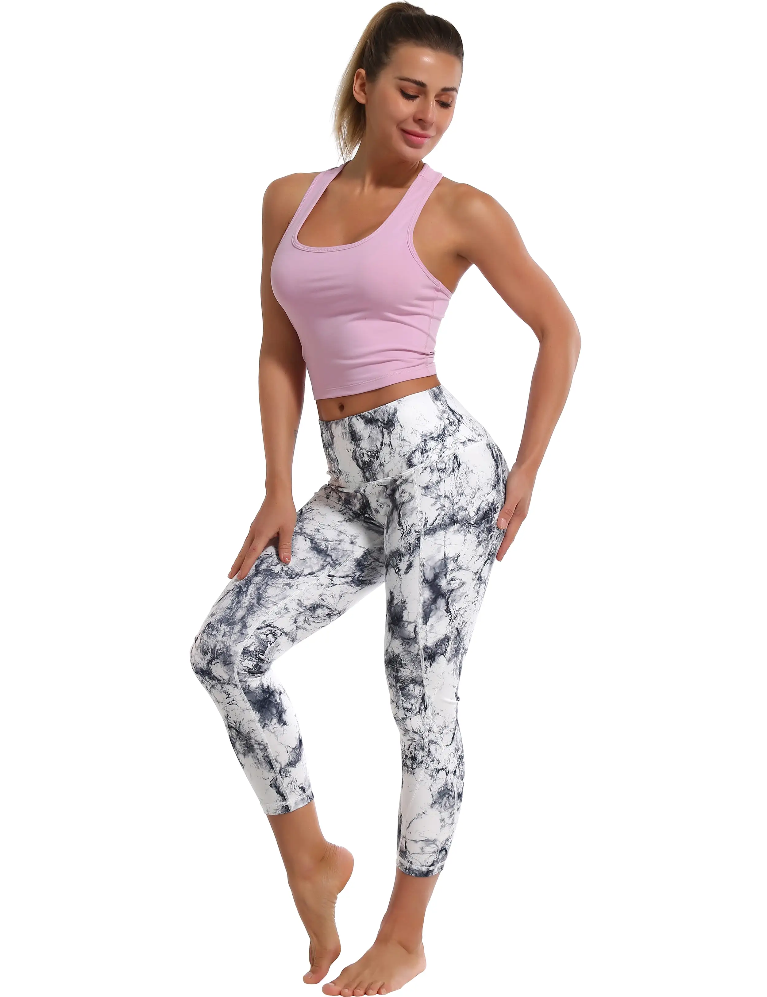 22 Printed Side Pockets Capris arabescato_yogastudio