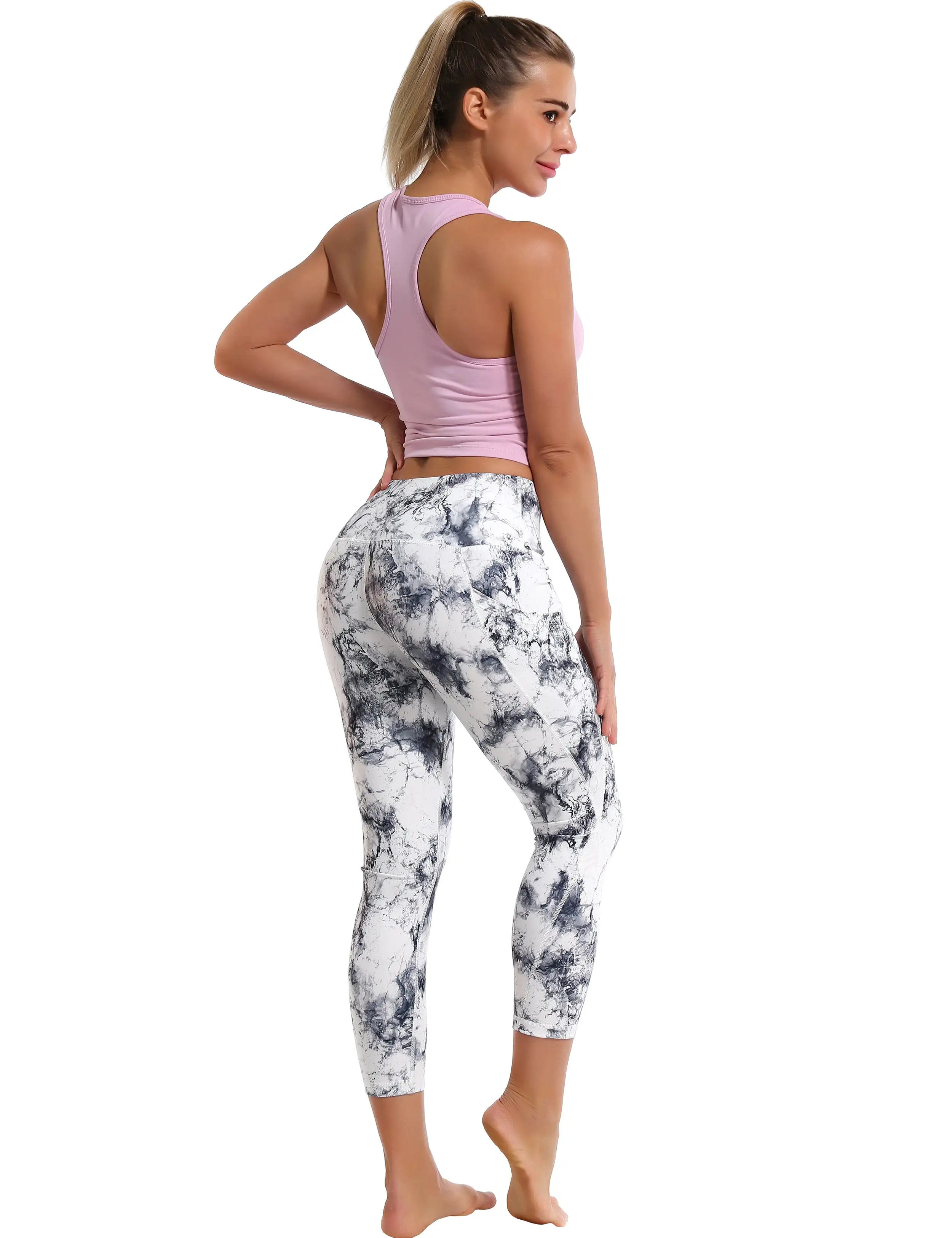 22 Printed Side Pockets Capris arabescato_yogastudio