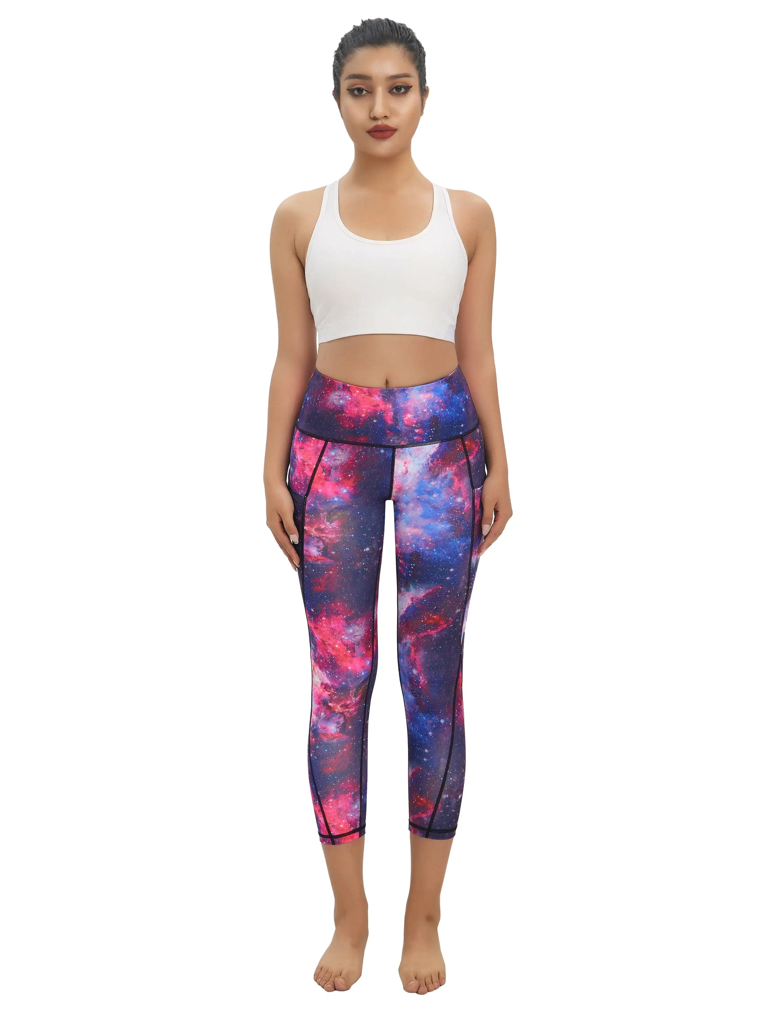 22 Printed Side Pockets Capris galaxy_yogastudio