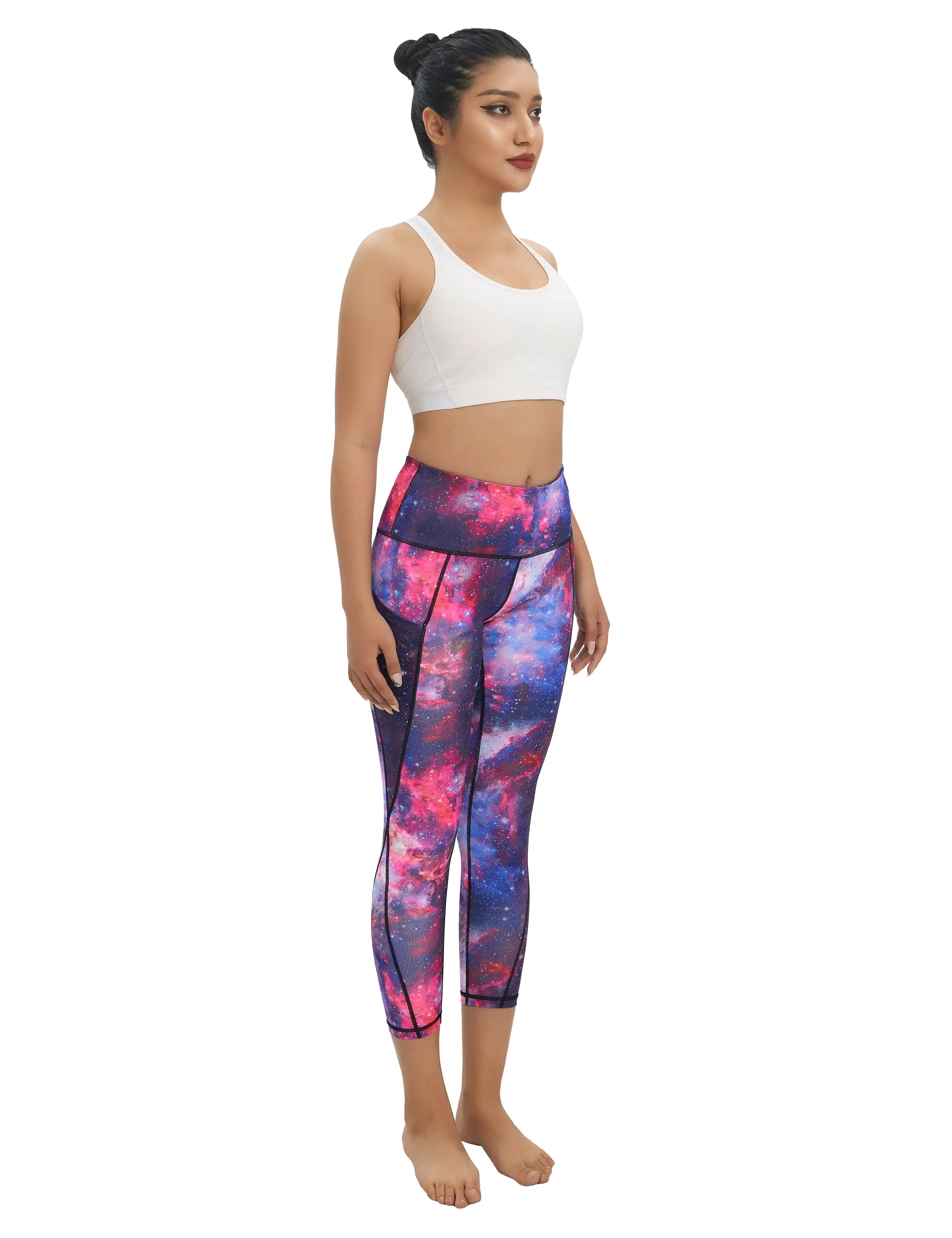 22 Printed Side Pockets Capris galaxy_yogastudio