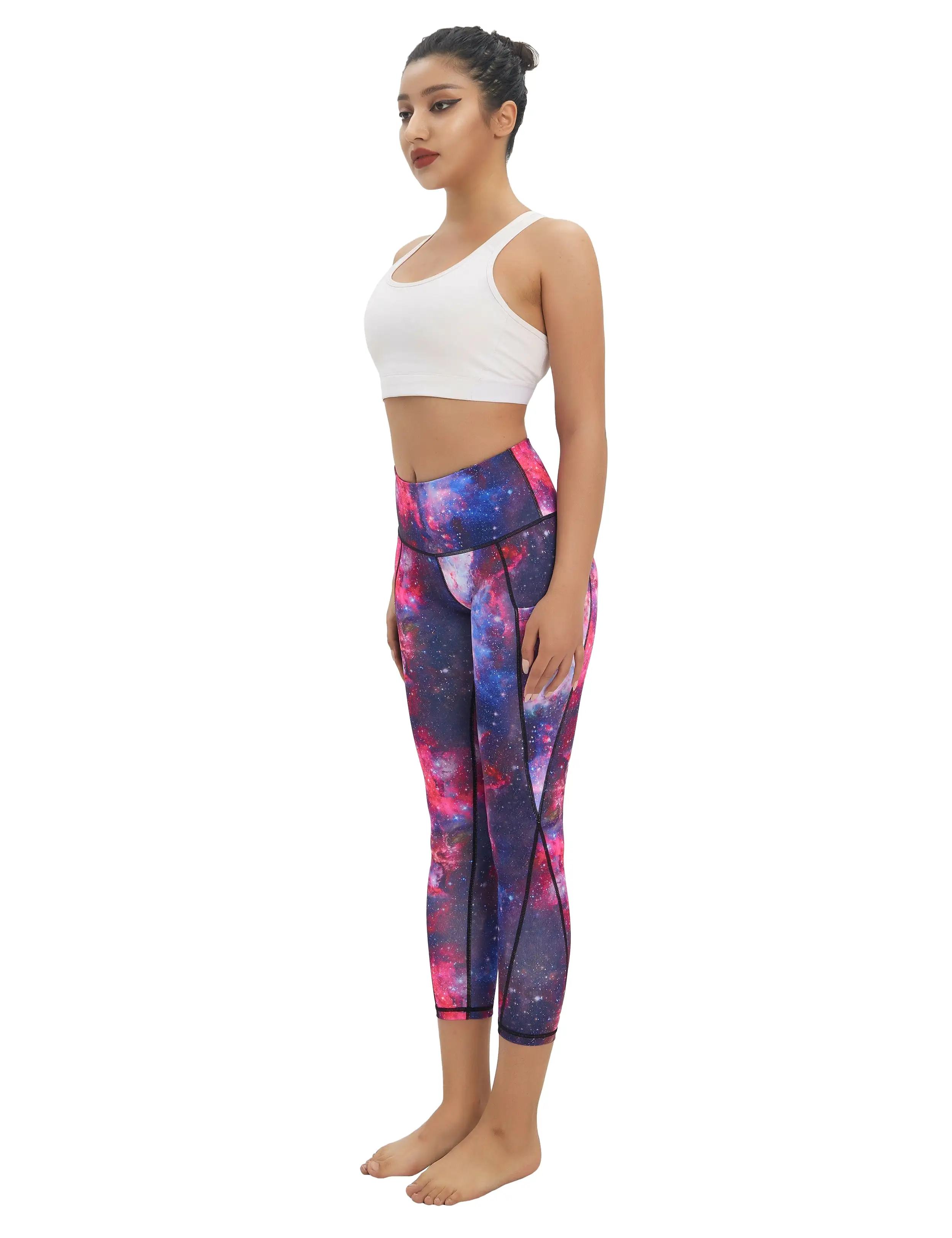 22 Printed Side Pockets Capris galaxy_yogastudio