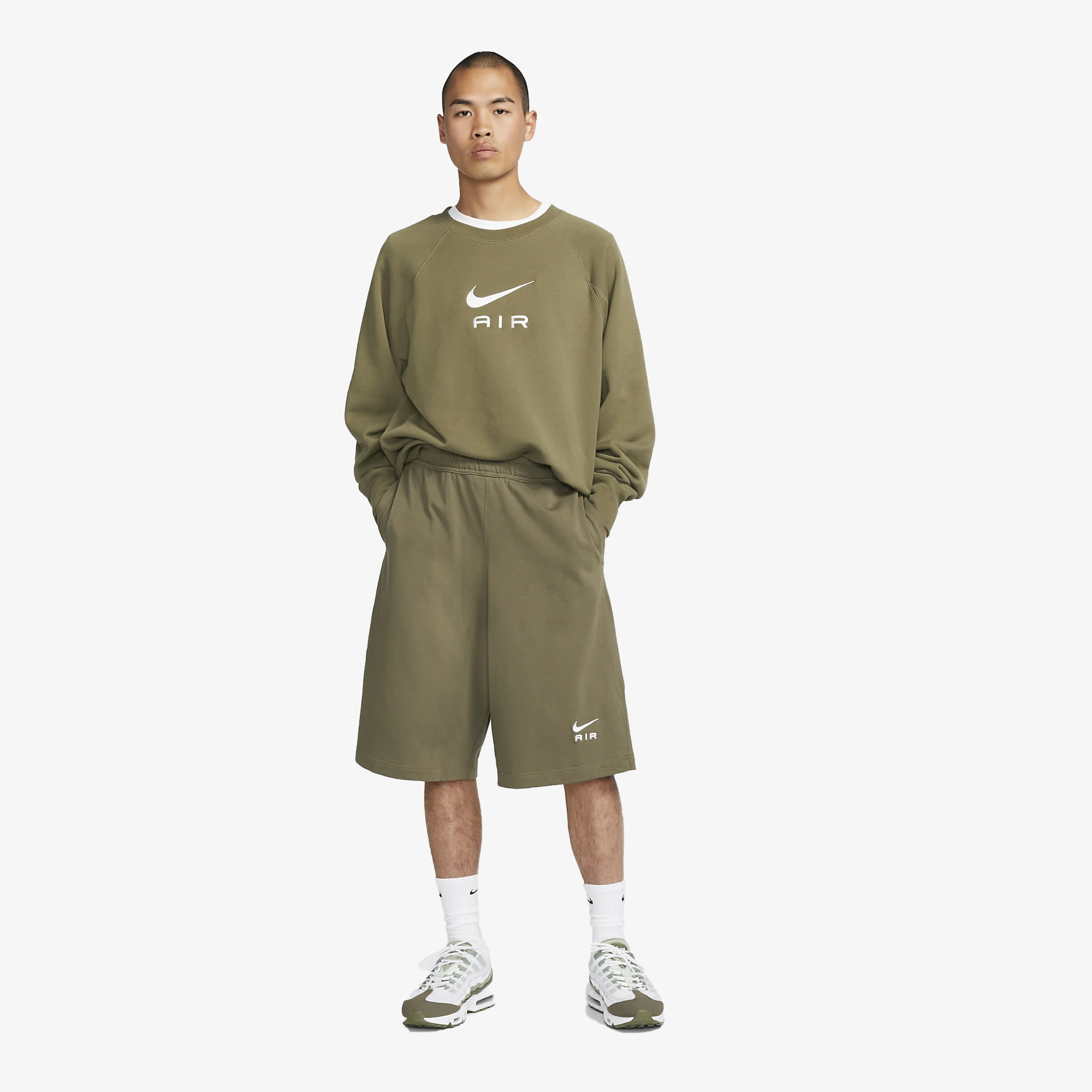 AIR OVERSIZED FLEECE SHORTS 'MEDIUM OLIVE/PHANTOM'