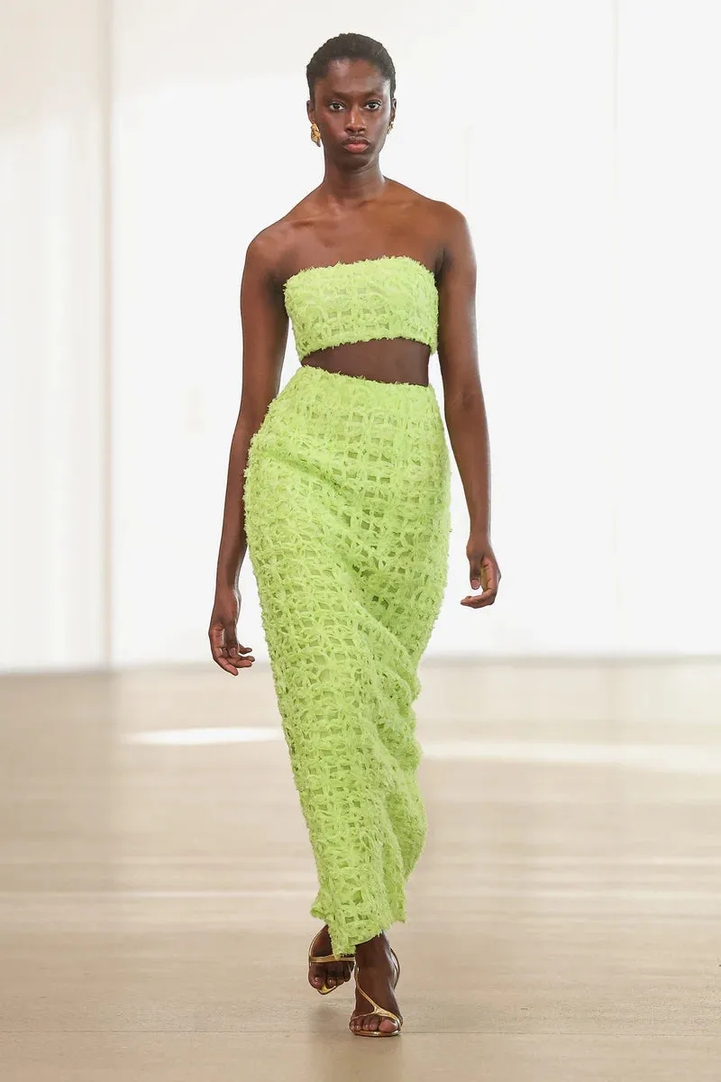 Aje Quintette Textured Midi Skirt - Light Lime