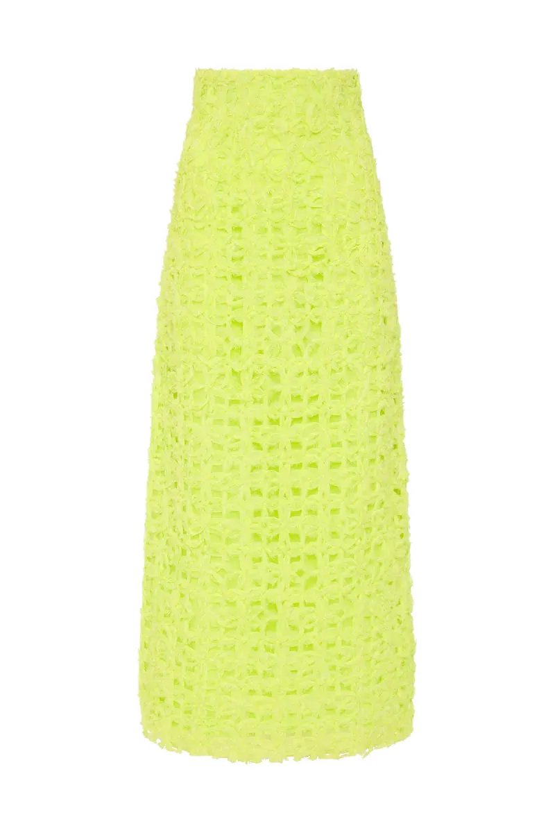 Aje Quintette Textured Midi Skirt - Light Lime