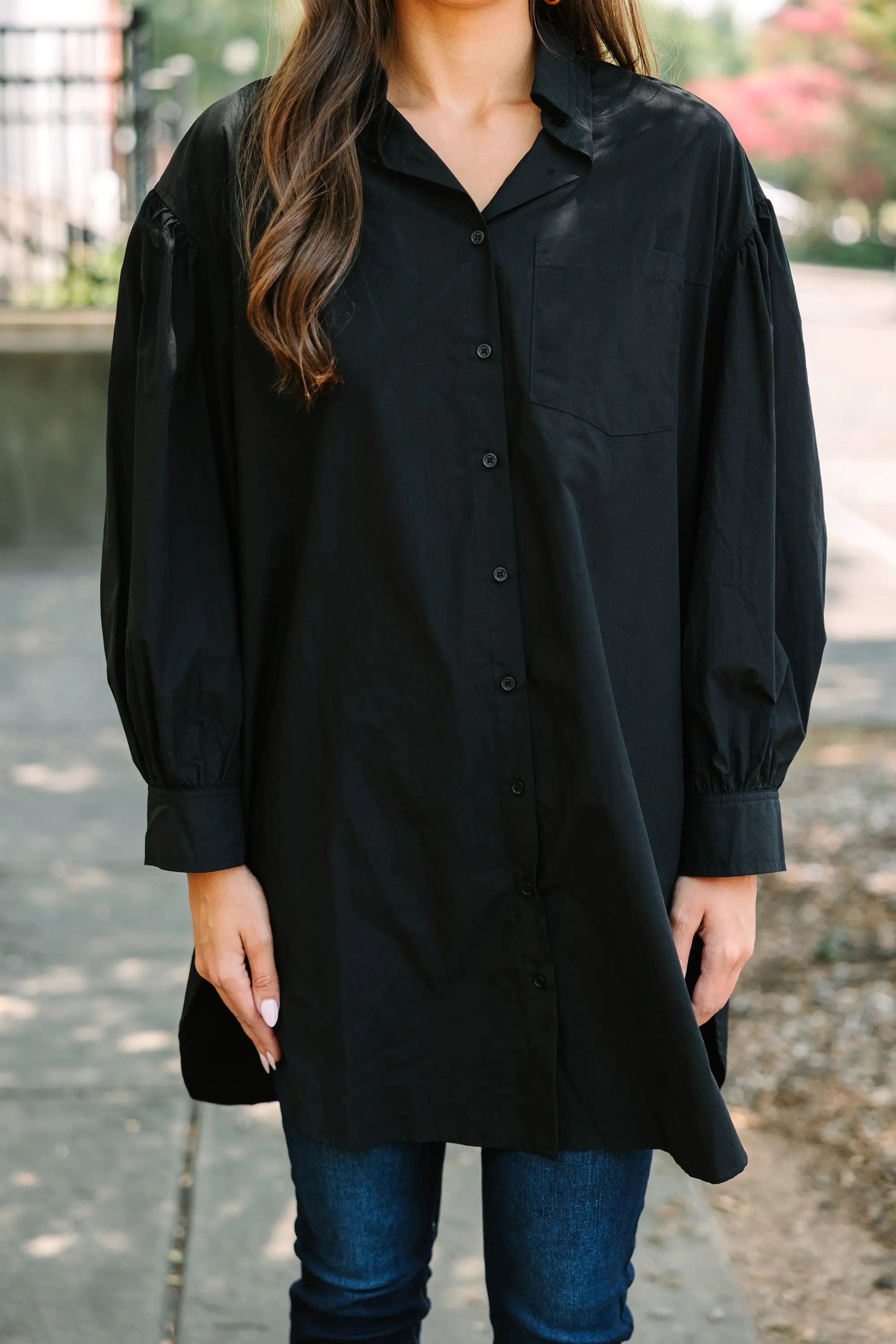 All On You Black Button Down Tunic